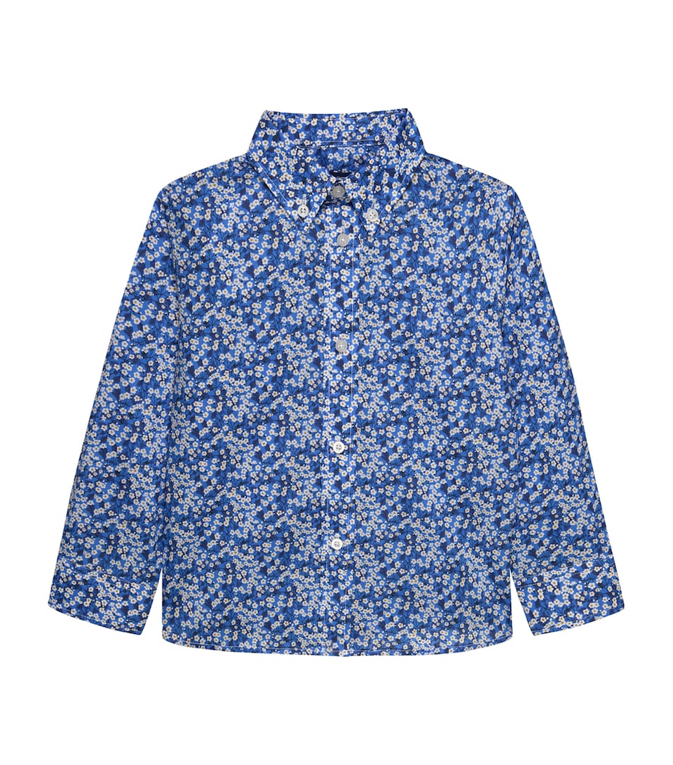 Trotters Cotton Floral Mitsi Shirt (6-11 Years) Blue