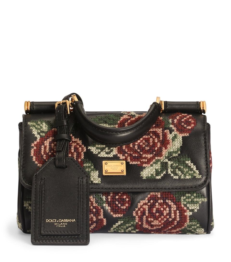 Dolce&Gabbana Mini Leather Embroidered My Sicily Top-Handle Bag Multicolor