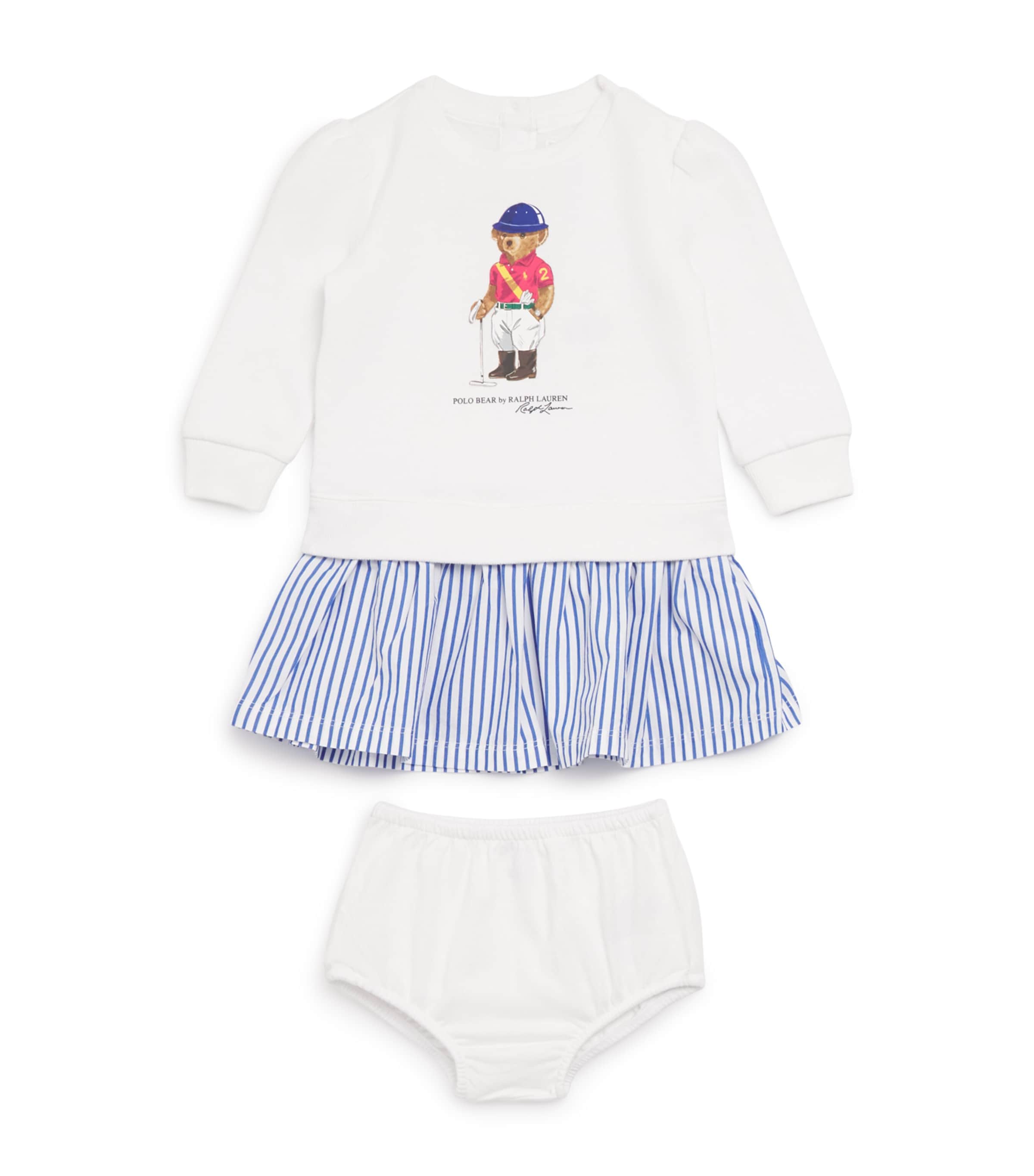 Cotton-Blend Polo Bear Dress and Bloomer Set (3-24 Months)
