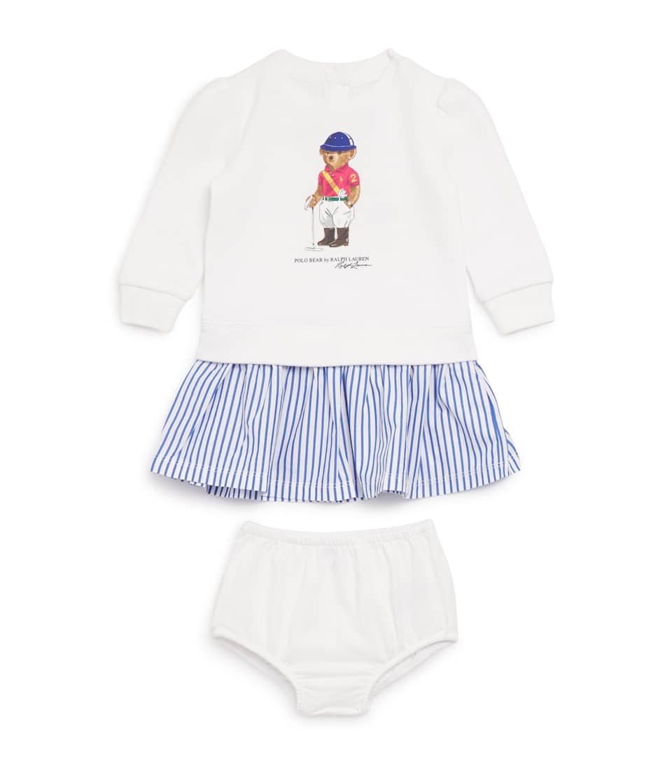 Cotton-Blend Polo Bear Dress and Bloomer Set (3-24 Months)