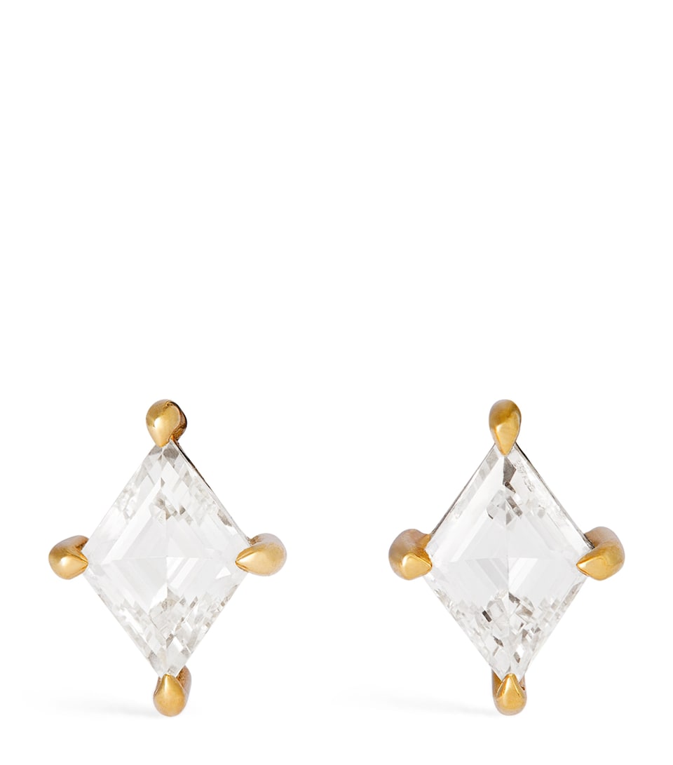 Yellow Gold and Diamond Lozenge Stud Earrings