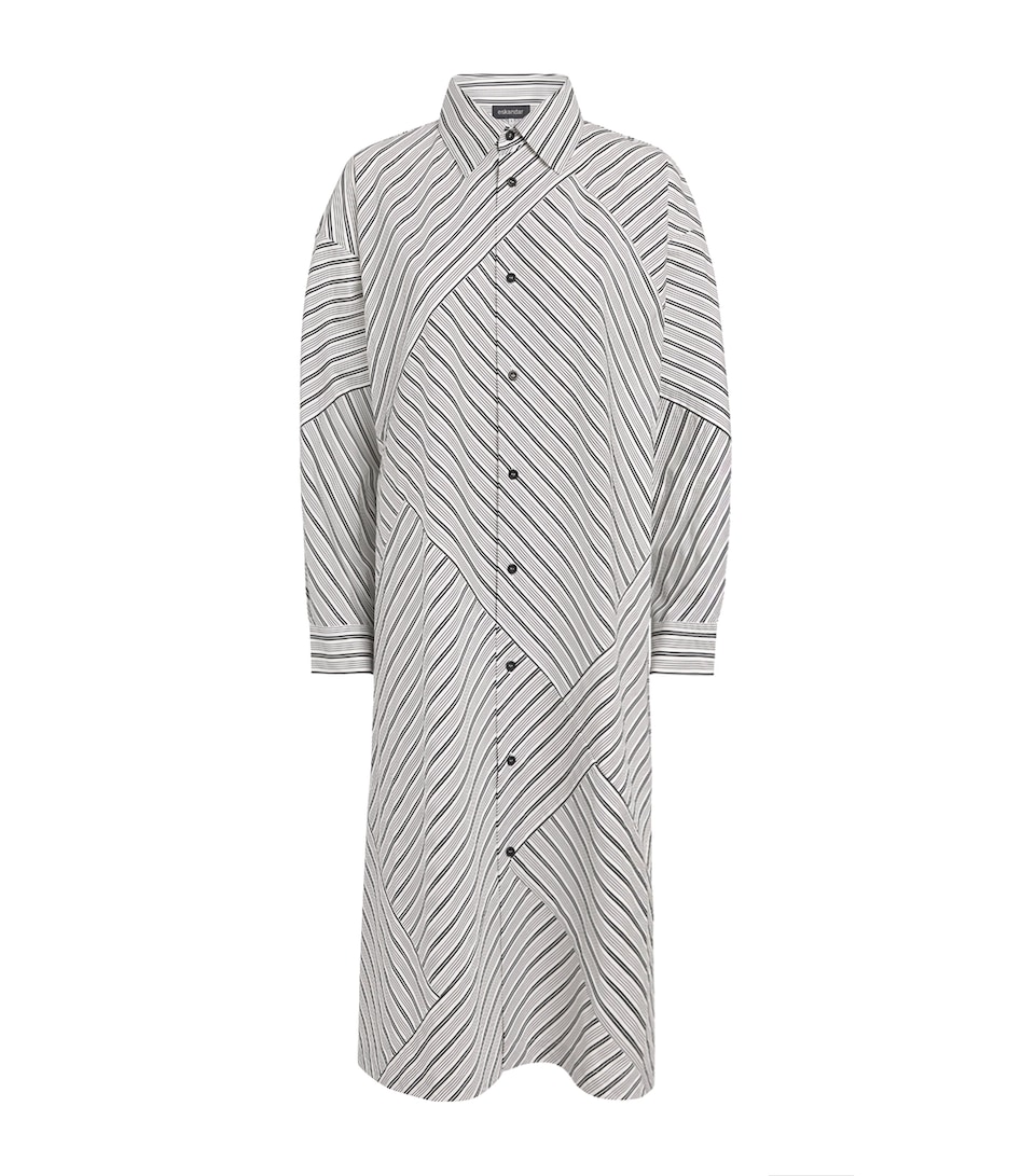 Stripe A-Line Midi Shirt Dress