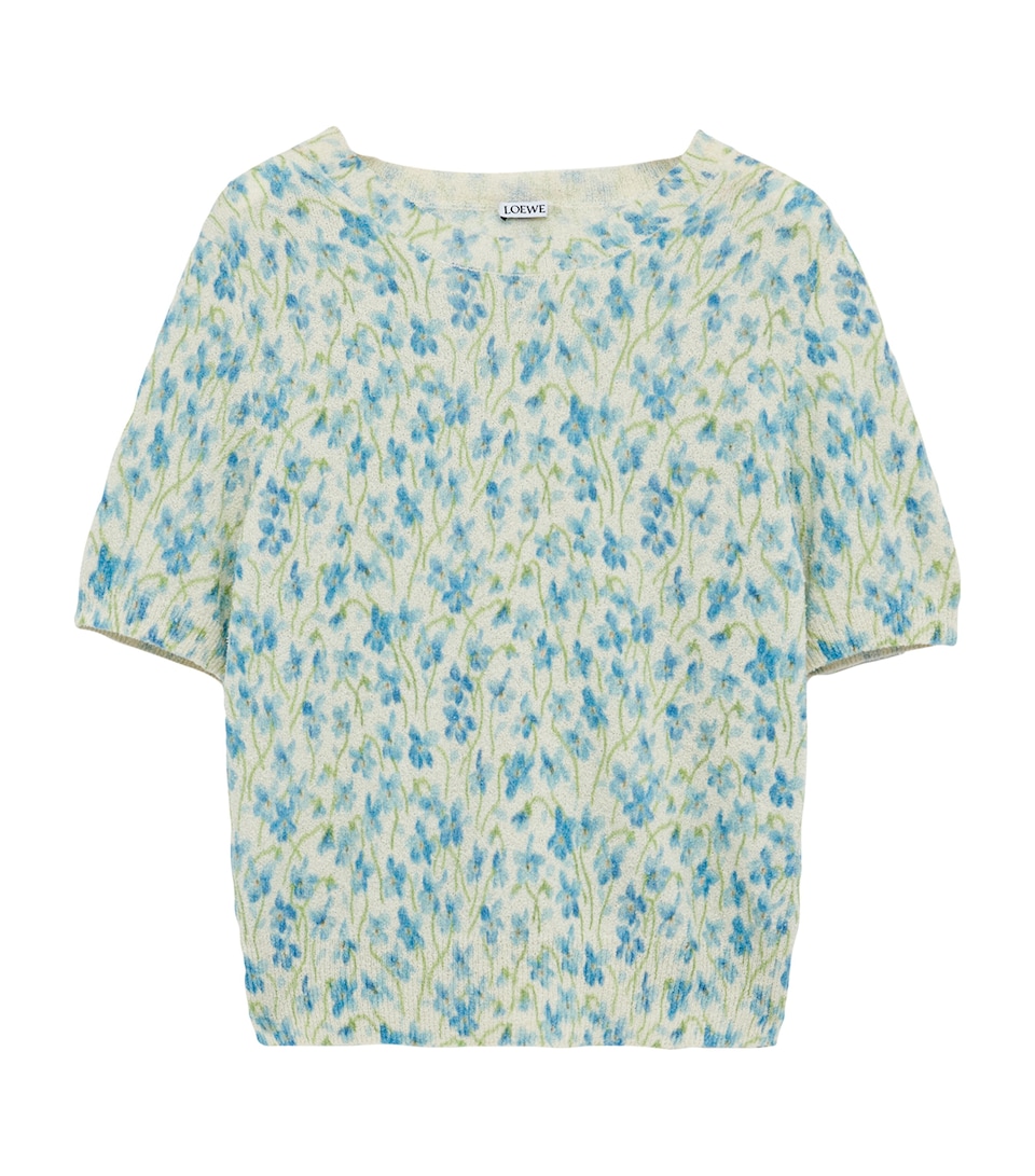 Cotton-Blend Floral Sweater