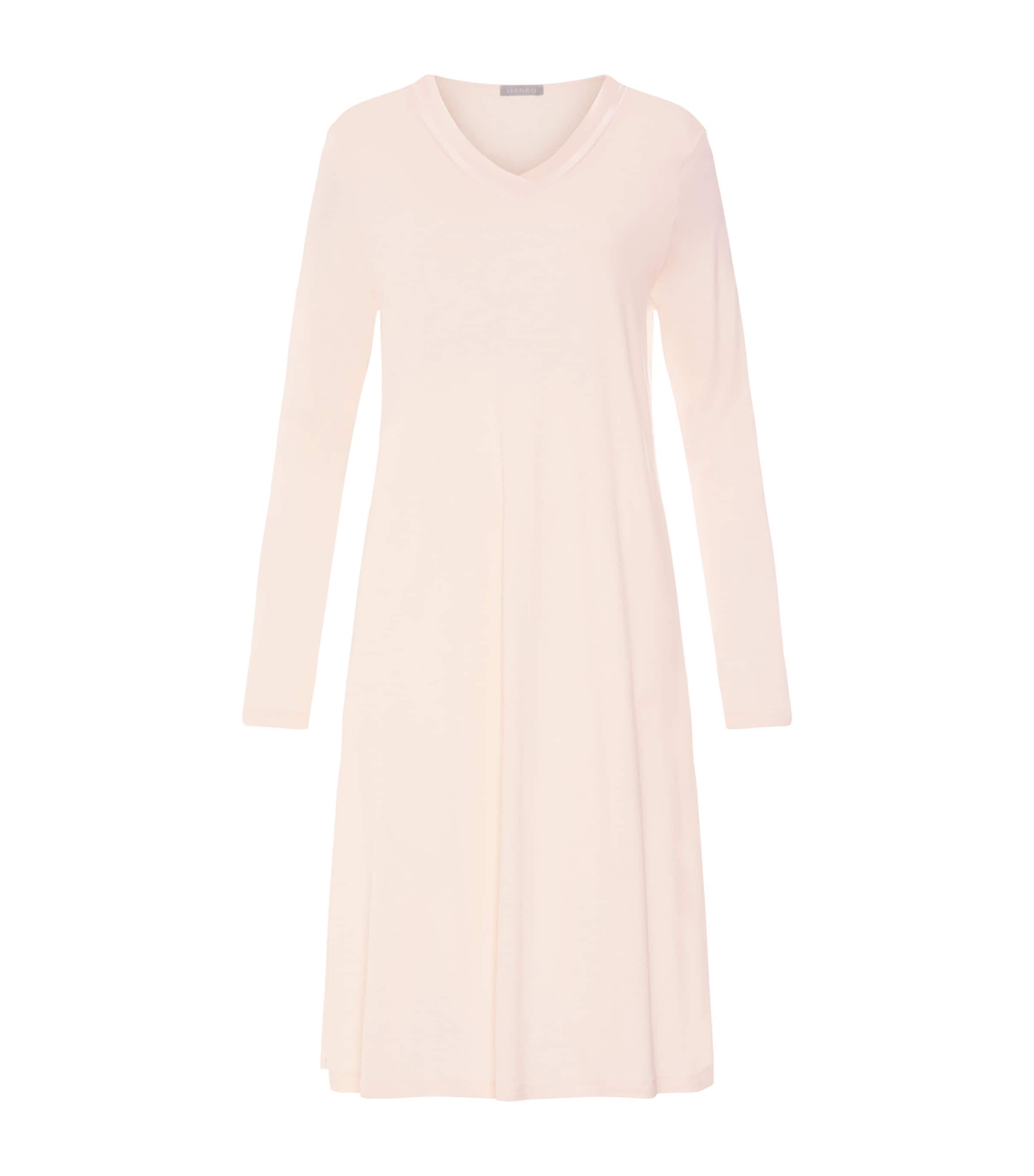 Hanro Womens Tyra Long-Sleeve Nightdress Creamy Glass