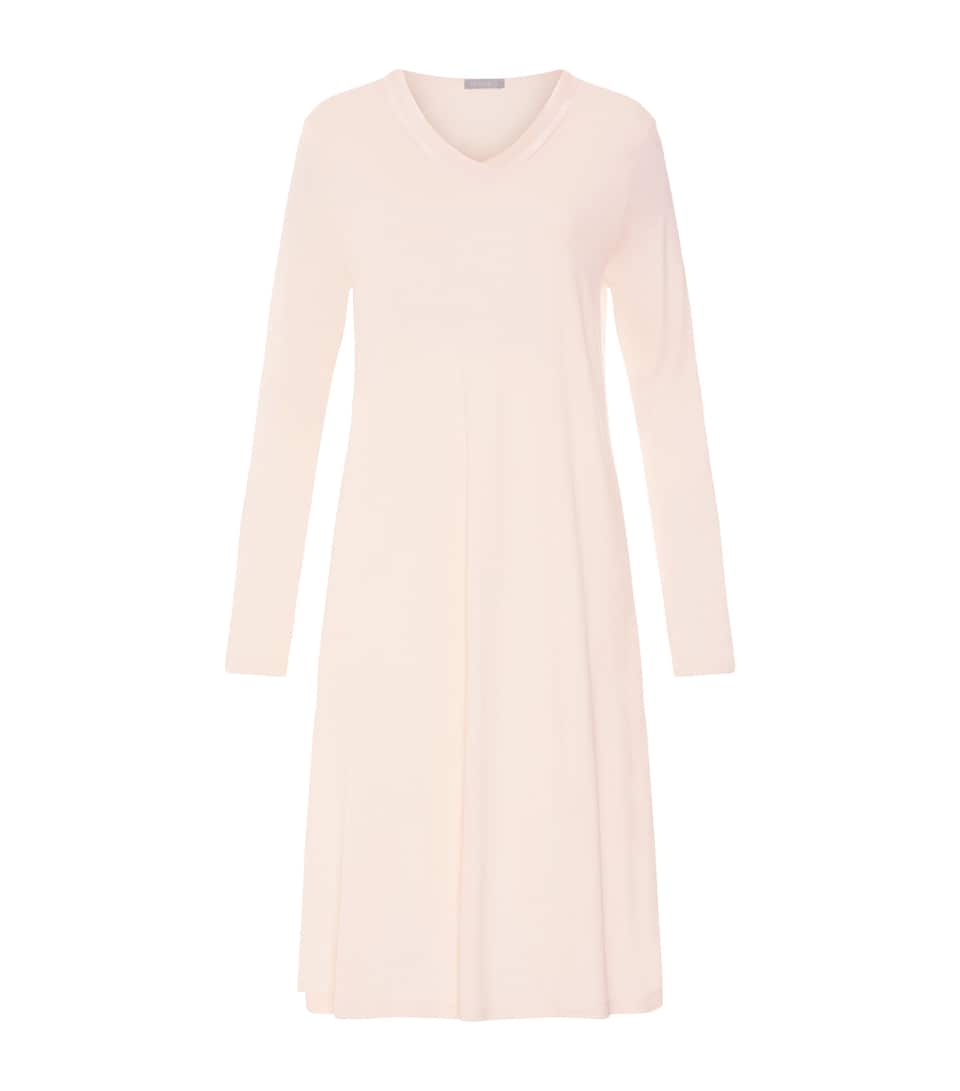 Hanro Womens Tyra Long-Sleeve Nightdress Creamy Glass
