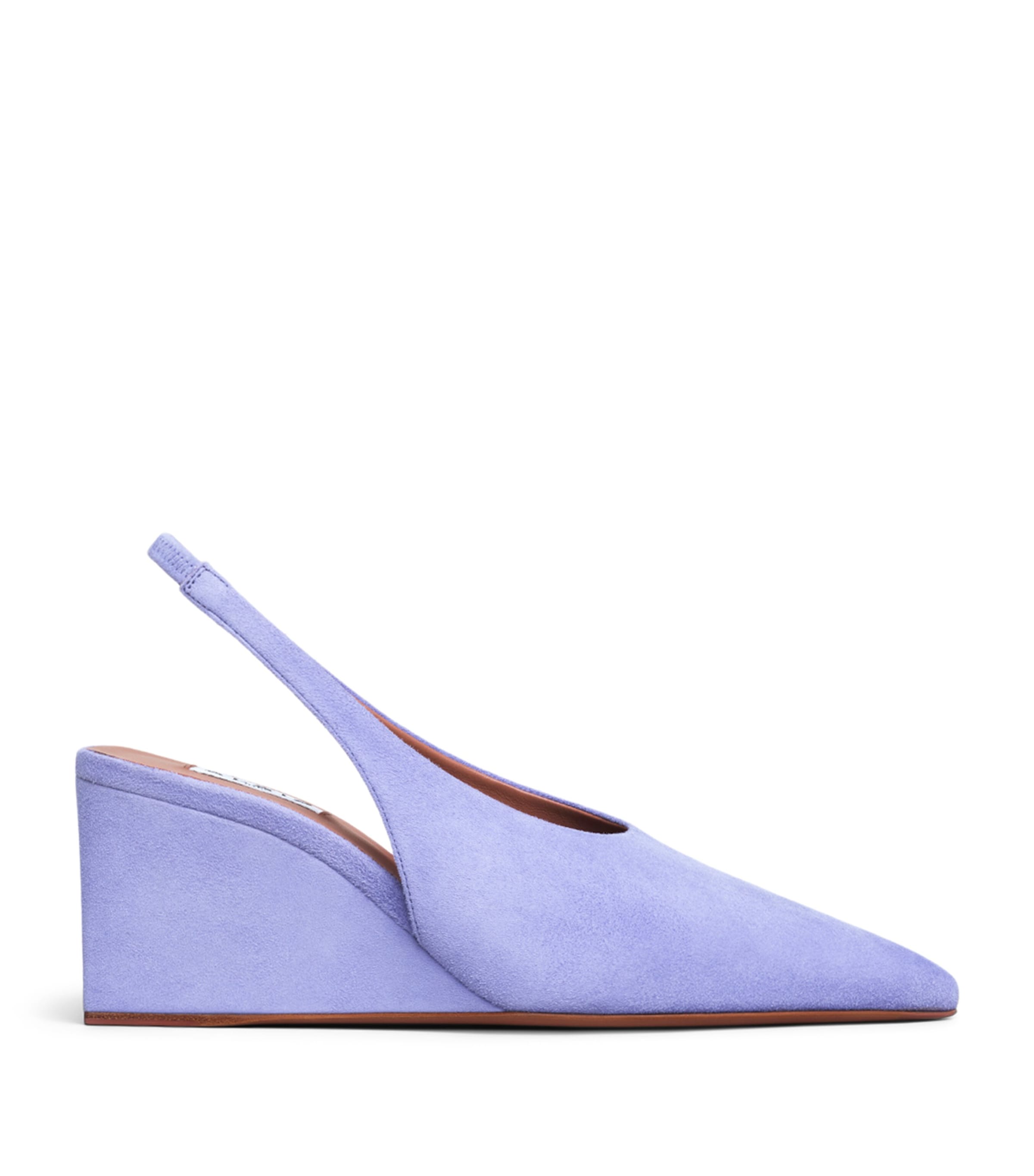 Alaïa Lamb Suede Cube Slingback Wedges 75 Lilas