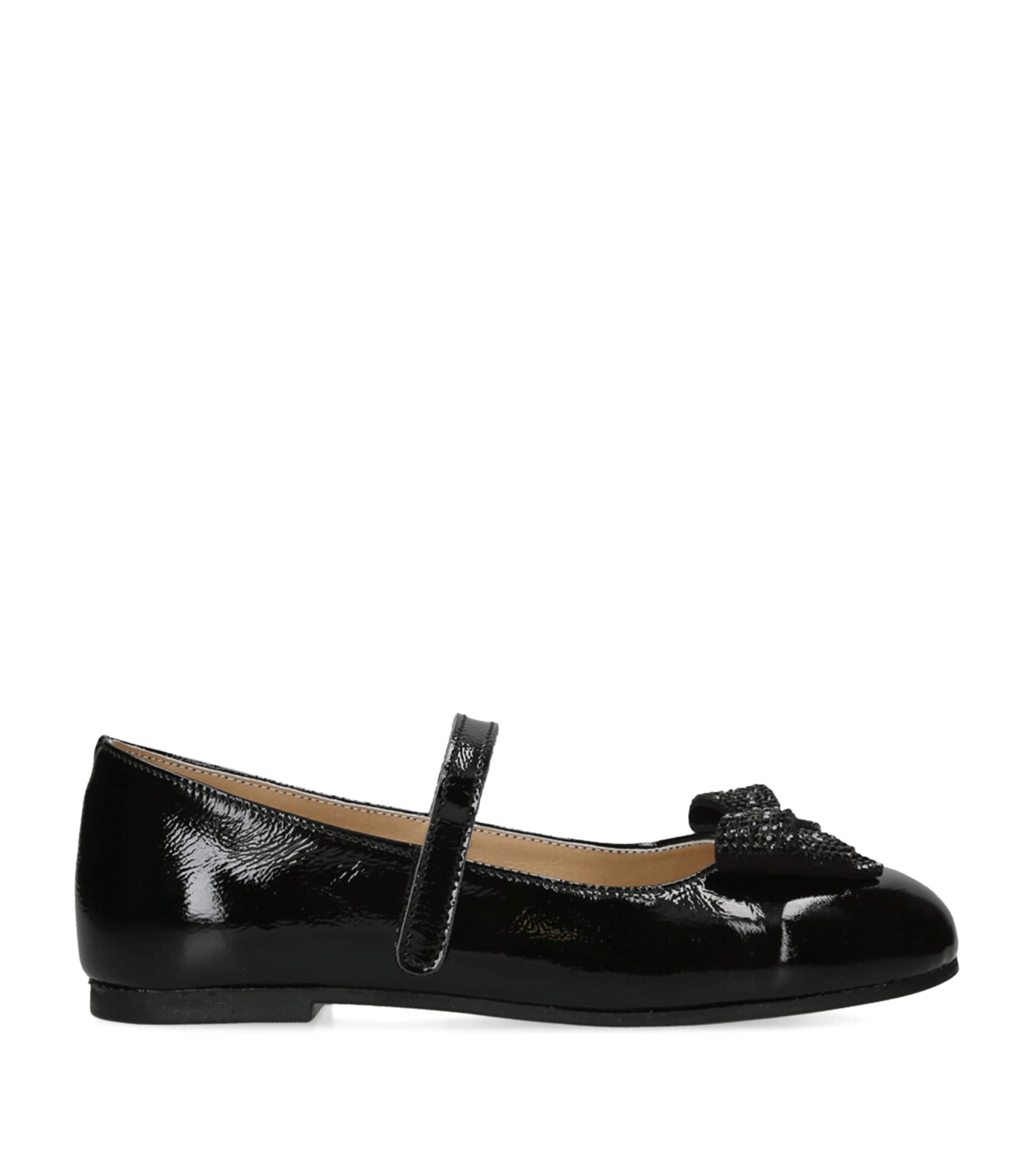 バレエシューズ JIMMY CHOO BLACK NAPPA LEATHER BING BALLERINAS Jimmy Choo Nappa leather bing ballerinas with embellished