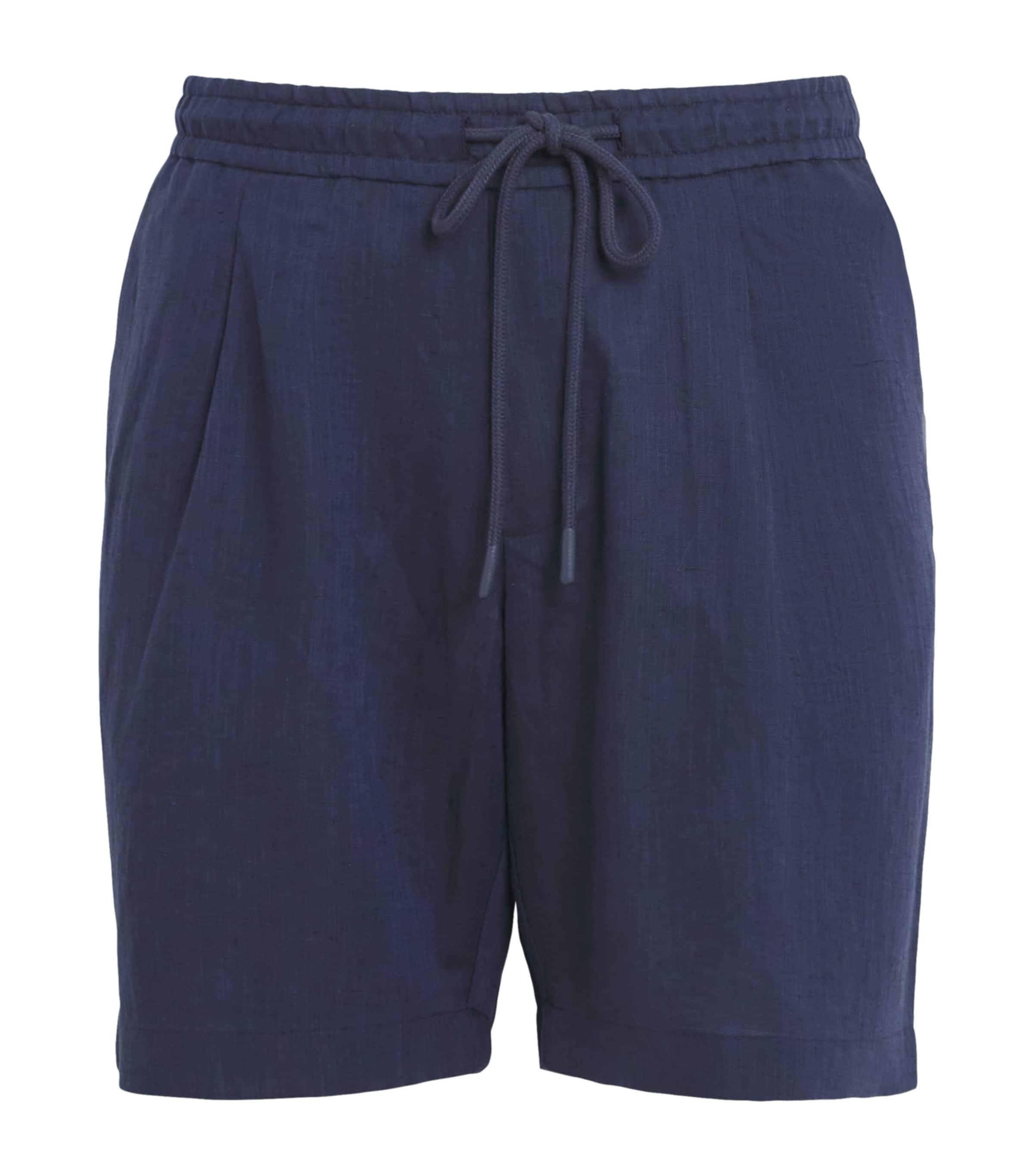 Zimmerli Mens Linen-Cotton Drawstring Shorts Navy