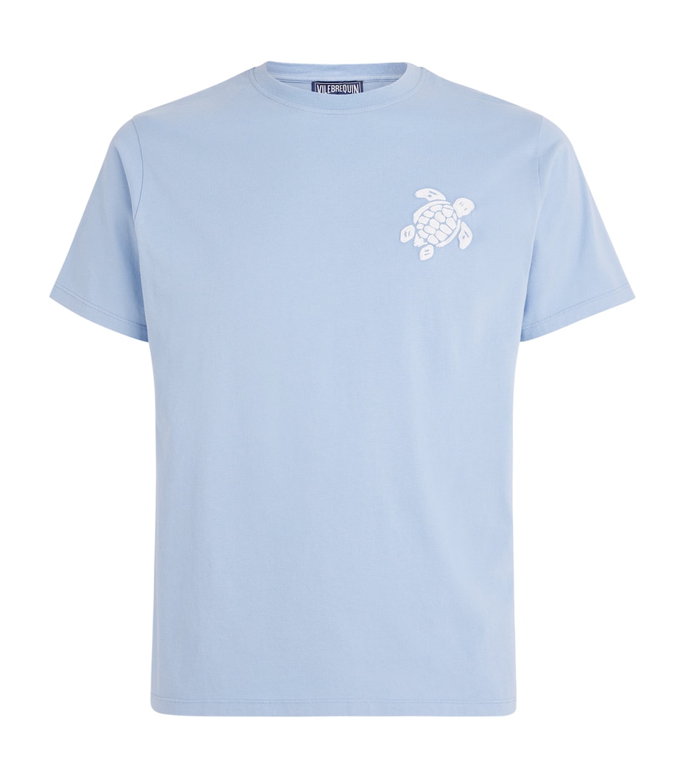 Vilebrequin Mens Organic Cotton Embroidered T-Shirt Cloudy