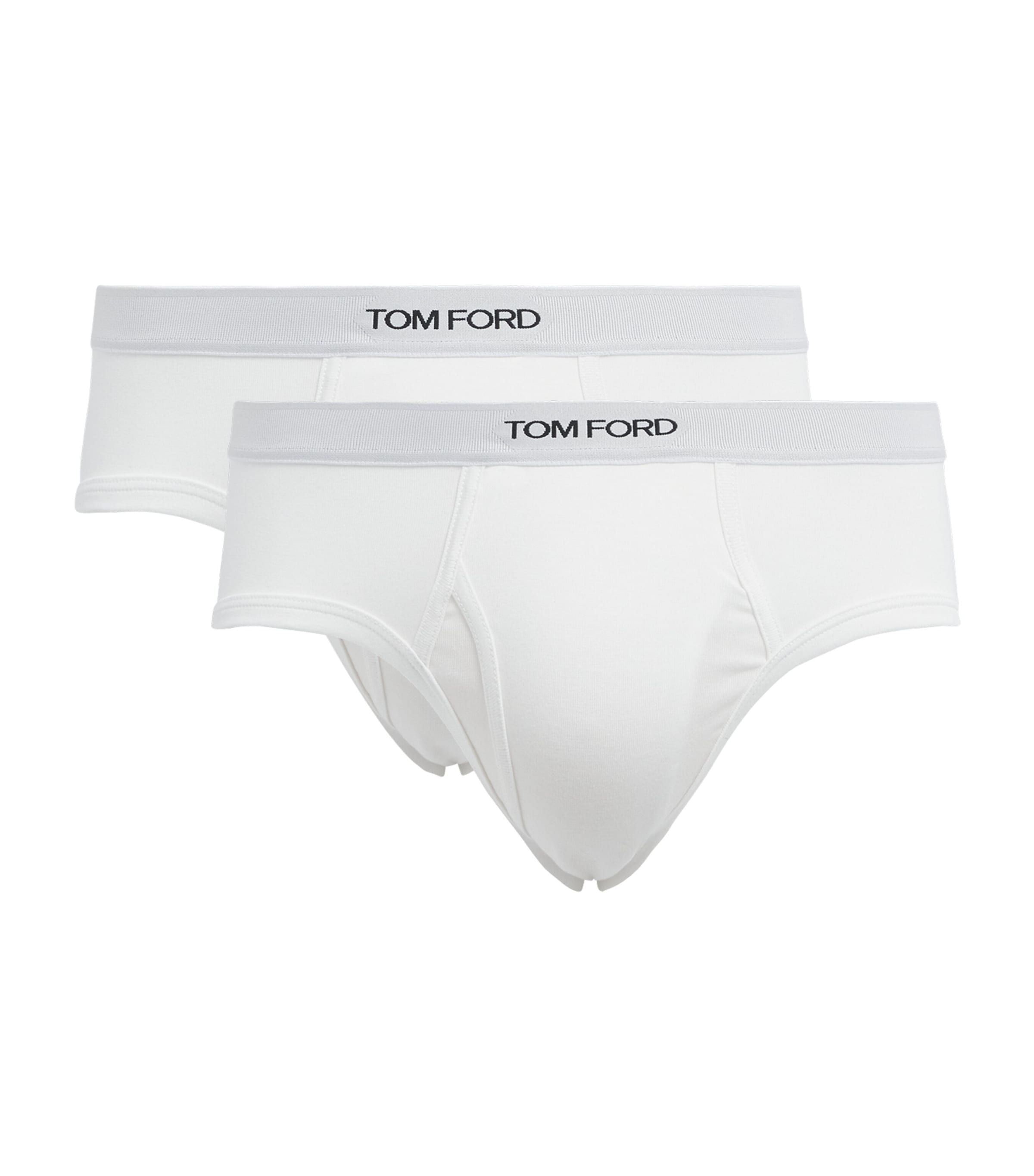 TOM FORD Mens Stretch-Cotton Logo Briefs (Pack of 2) White