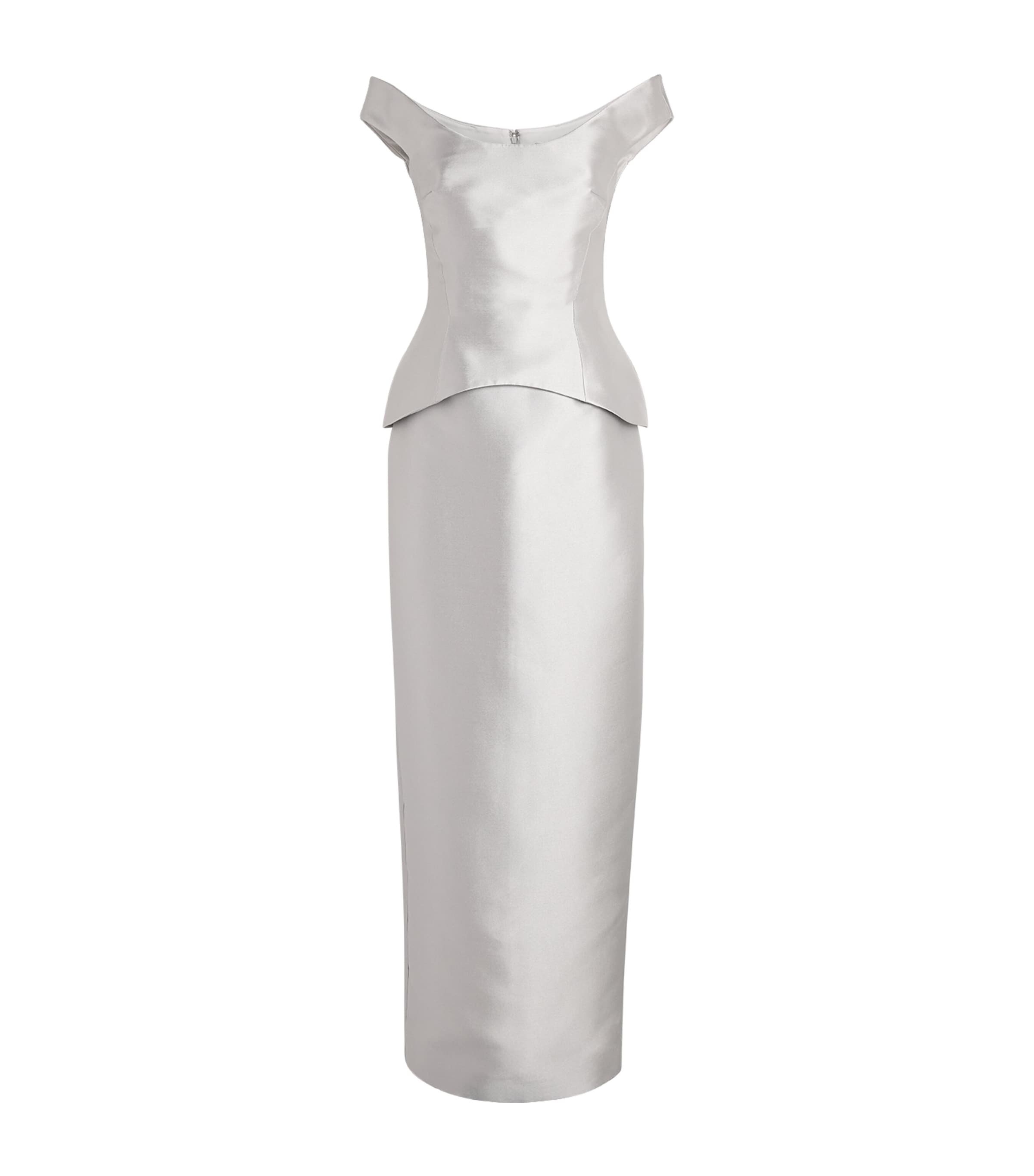 Solace London Womens Off-The-Shoulder Pieta Gown Platinum
