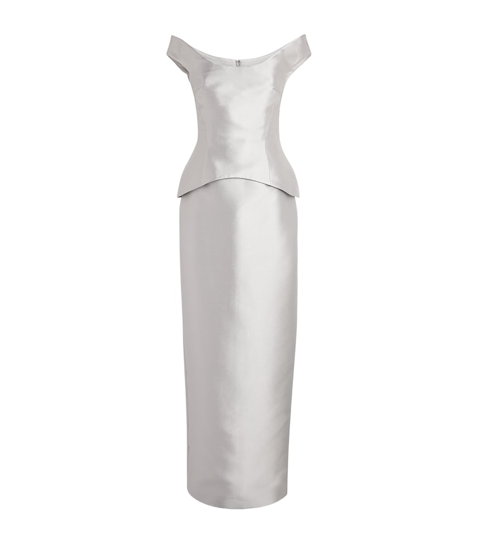 Solace London Womens Off-The-Shoulder Pieta Gown Platinum