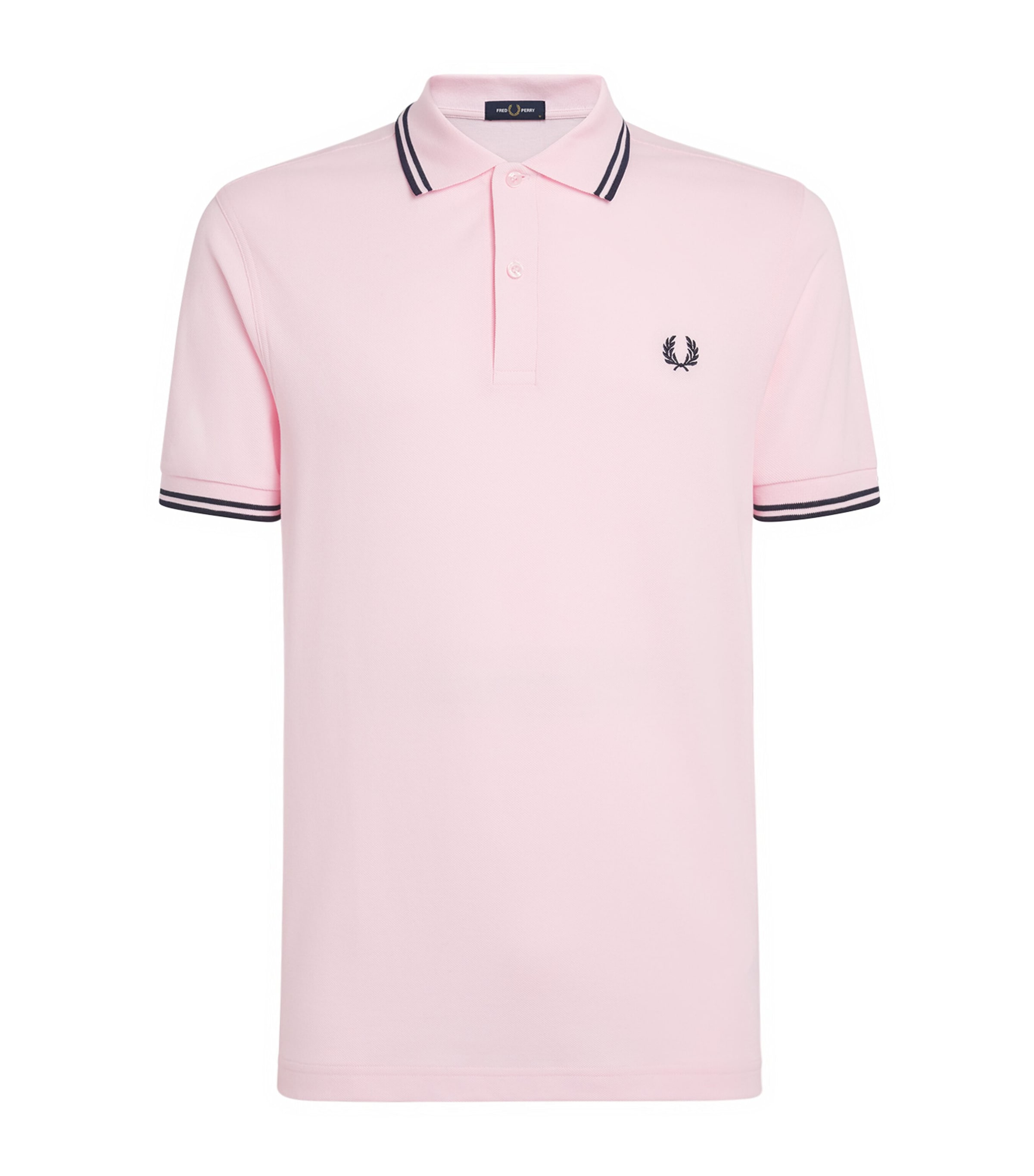 Fred Perry Mens Cotton Twin Tipped Polo Shirt Icedpink/nvy/nvy