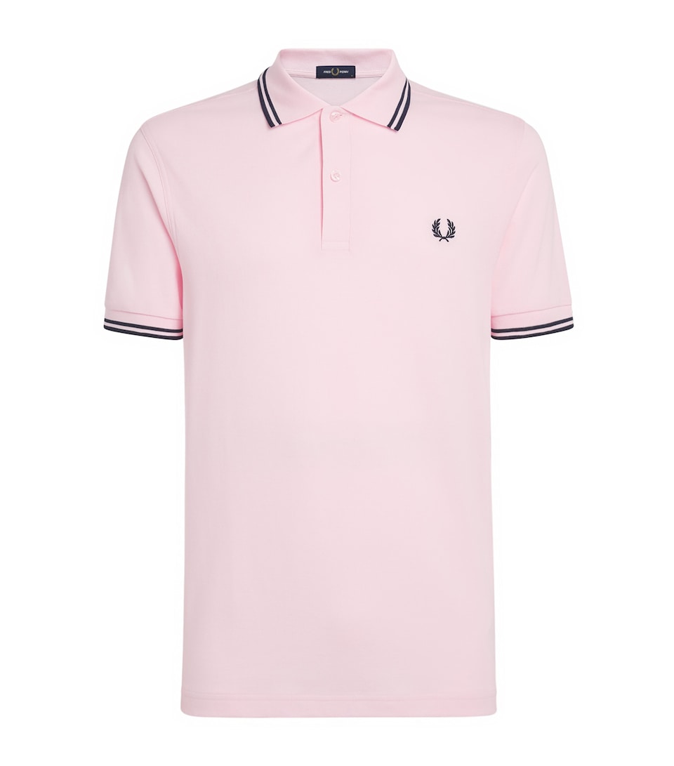 Fred Perry Mens Cotton Twin Tipped Polo Shirt Icedpink/nvy/nvy