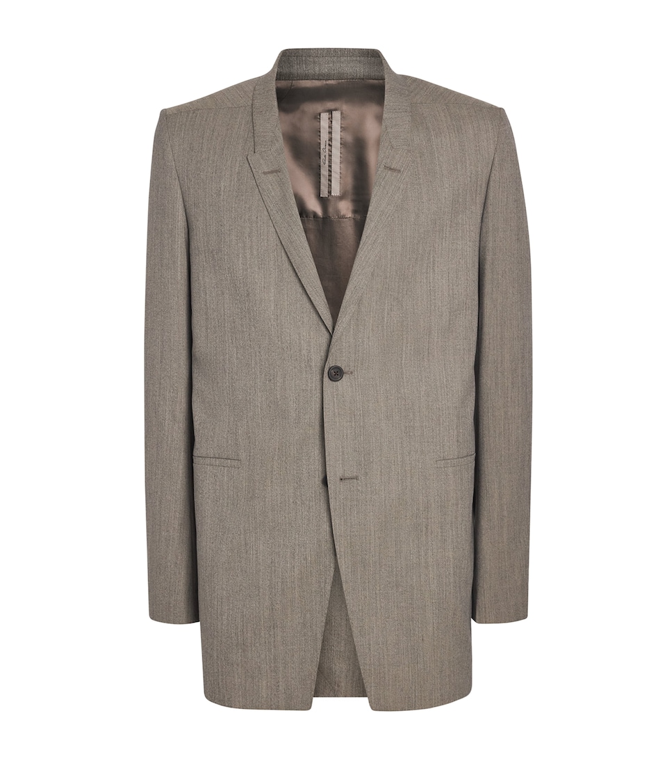 Rick Owens Mens Wool Concordian Blazer Grey Melange