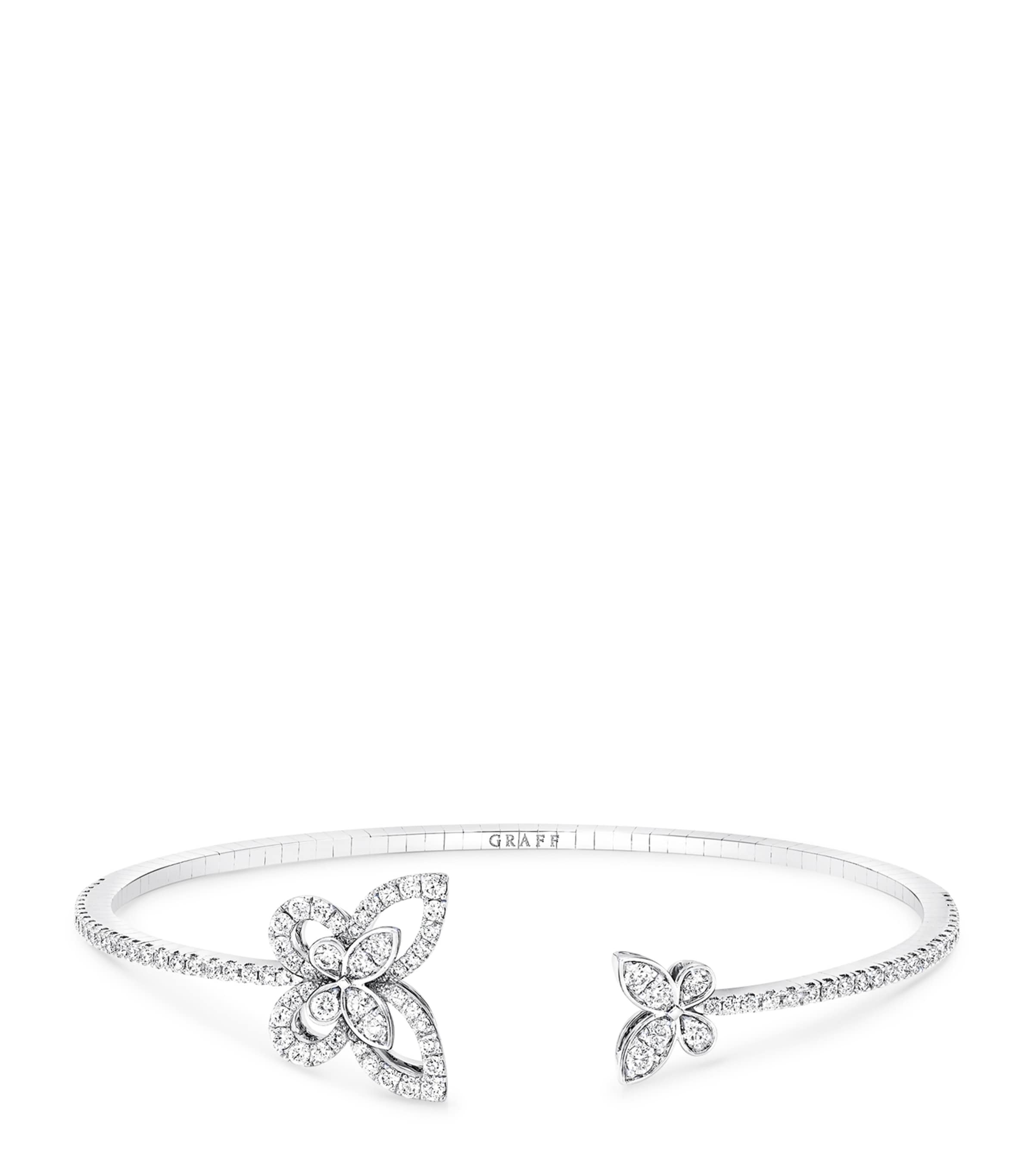 White Gold and Diamond Butterfly Bangle