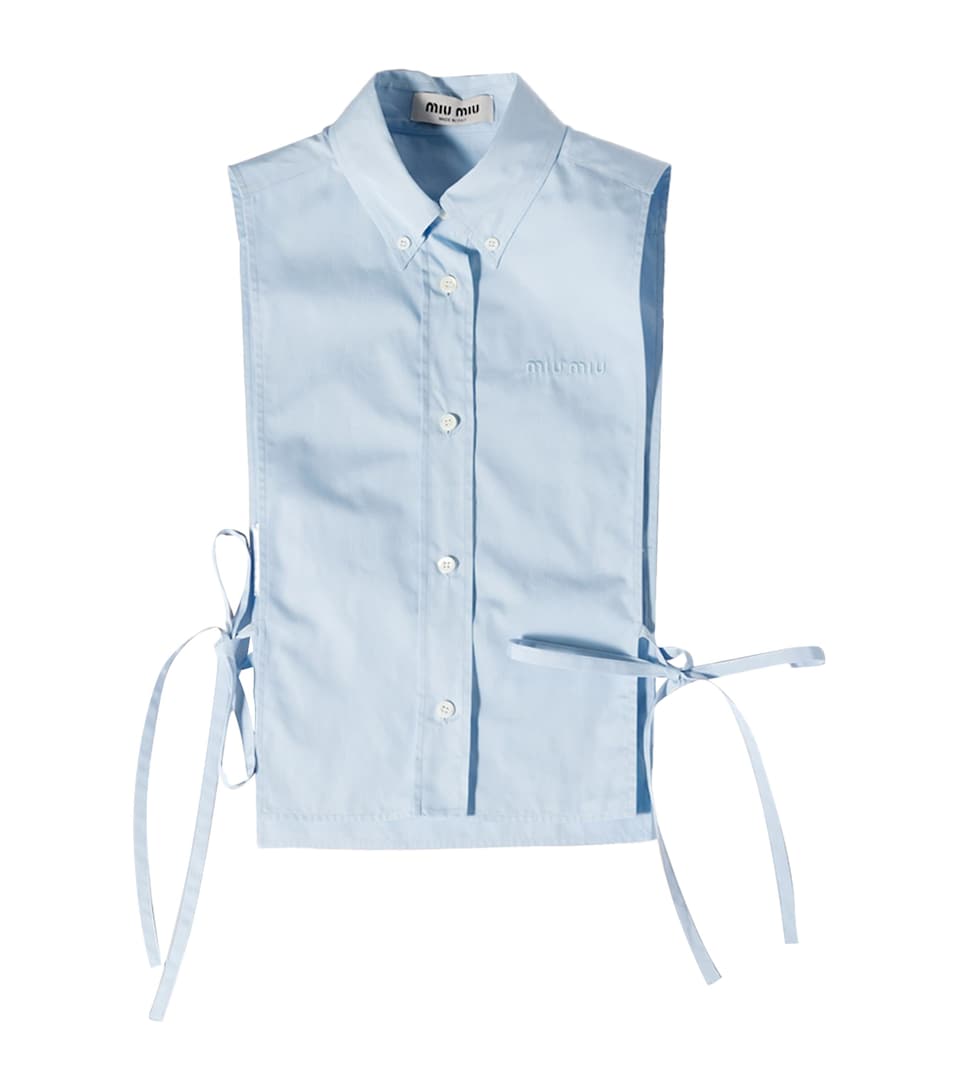 Miu Miu Womens Cotton Poplin Side-Tie Blouse