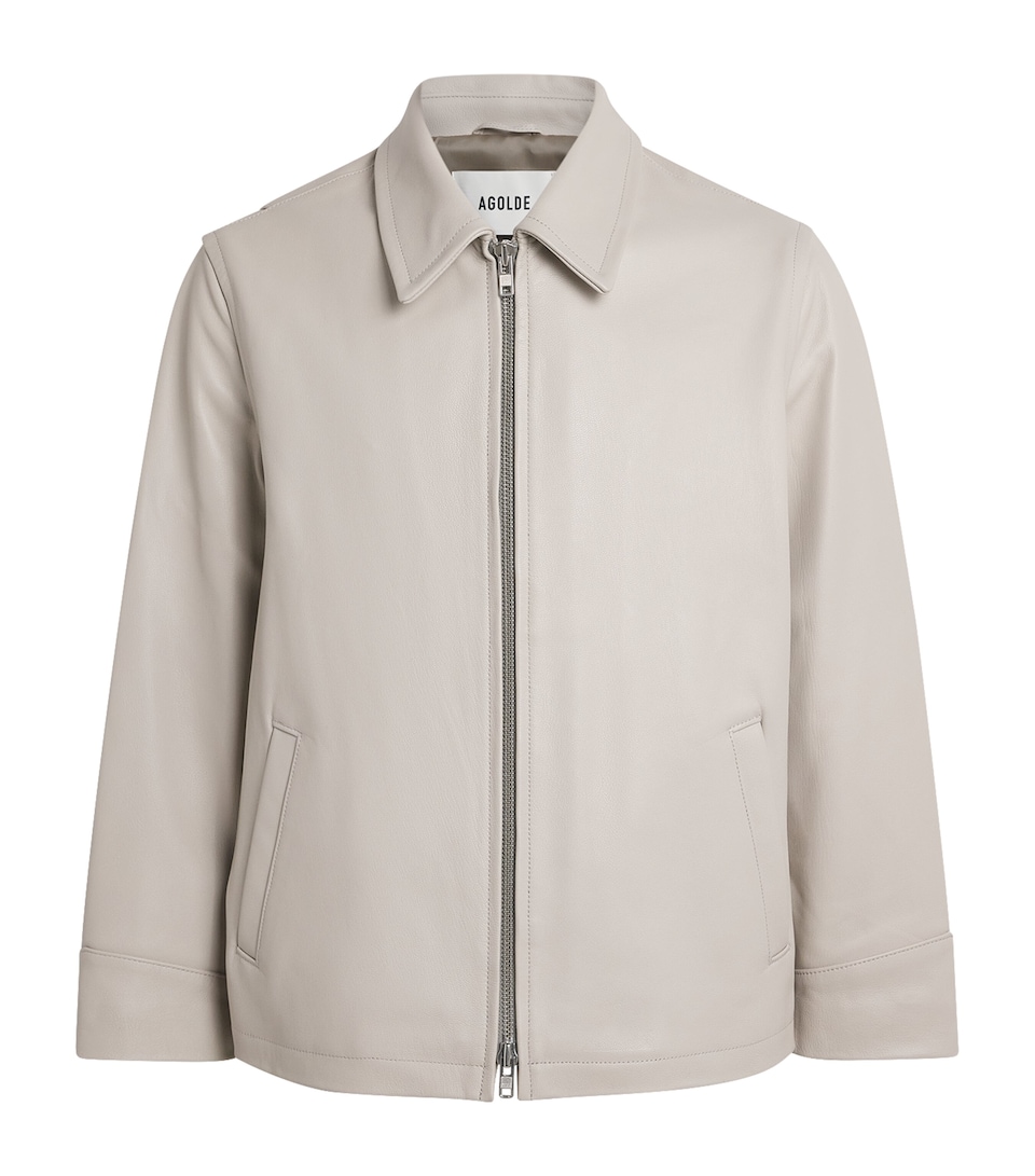 AGOLDE Mens Chadwick Leather Jacket Bone (lt Sand)