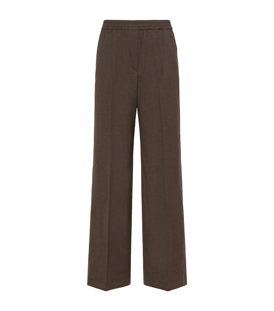 Weekend Max Mara Womens Wool-Blend Straight Trousers Brown
