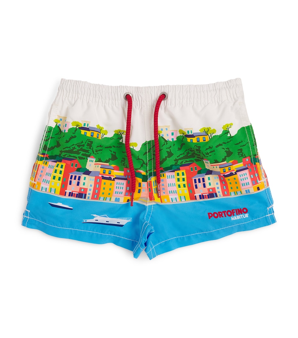 Mc2 Saint Barth Kids Portofino Postcard Swim Shorts (4-14 Years) Portofino Pstcard