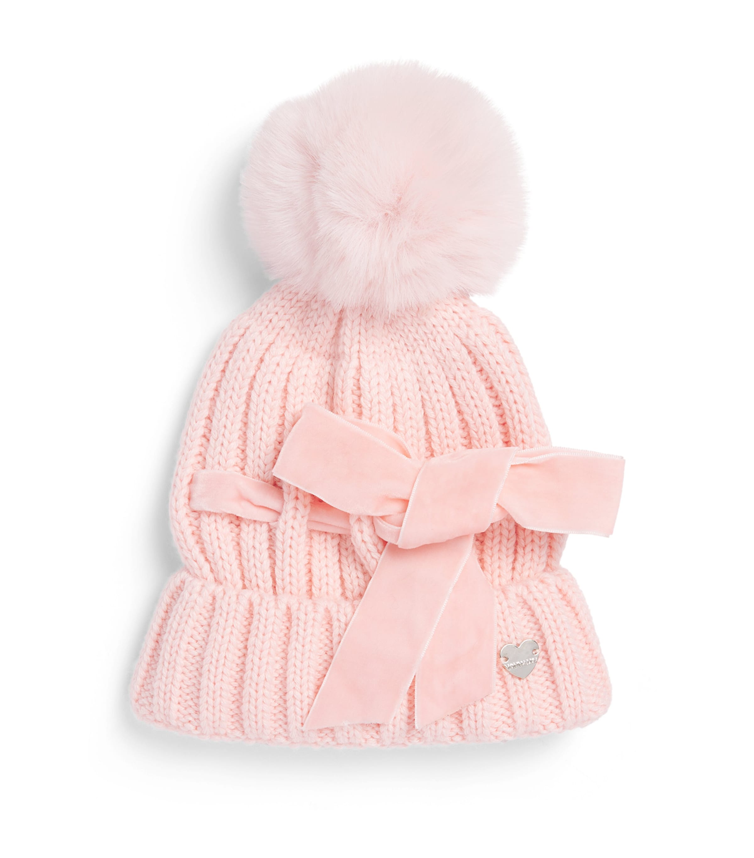 Monnalisa Ribbed Bow Hat Rosa Antico