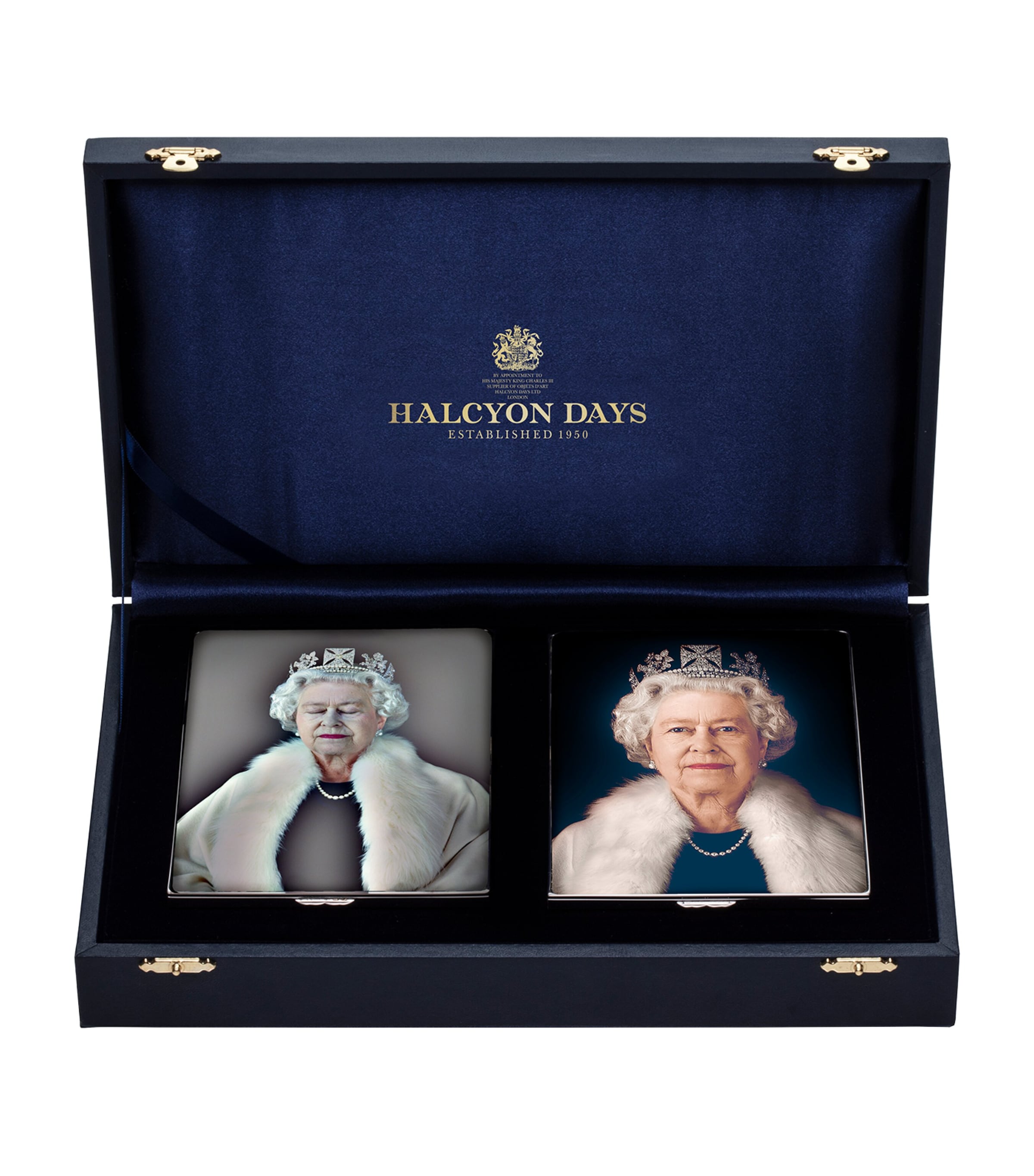 Halcyon Days x Chris Levine Her Majesty Queen Elizabeth II Enamel Boxes (Set of 2)