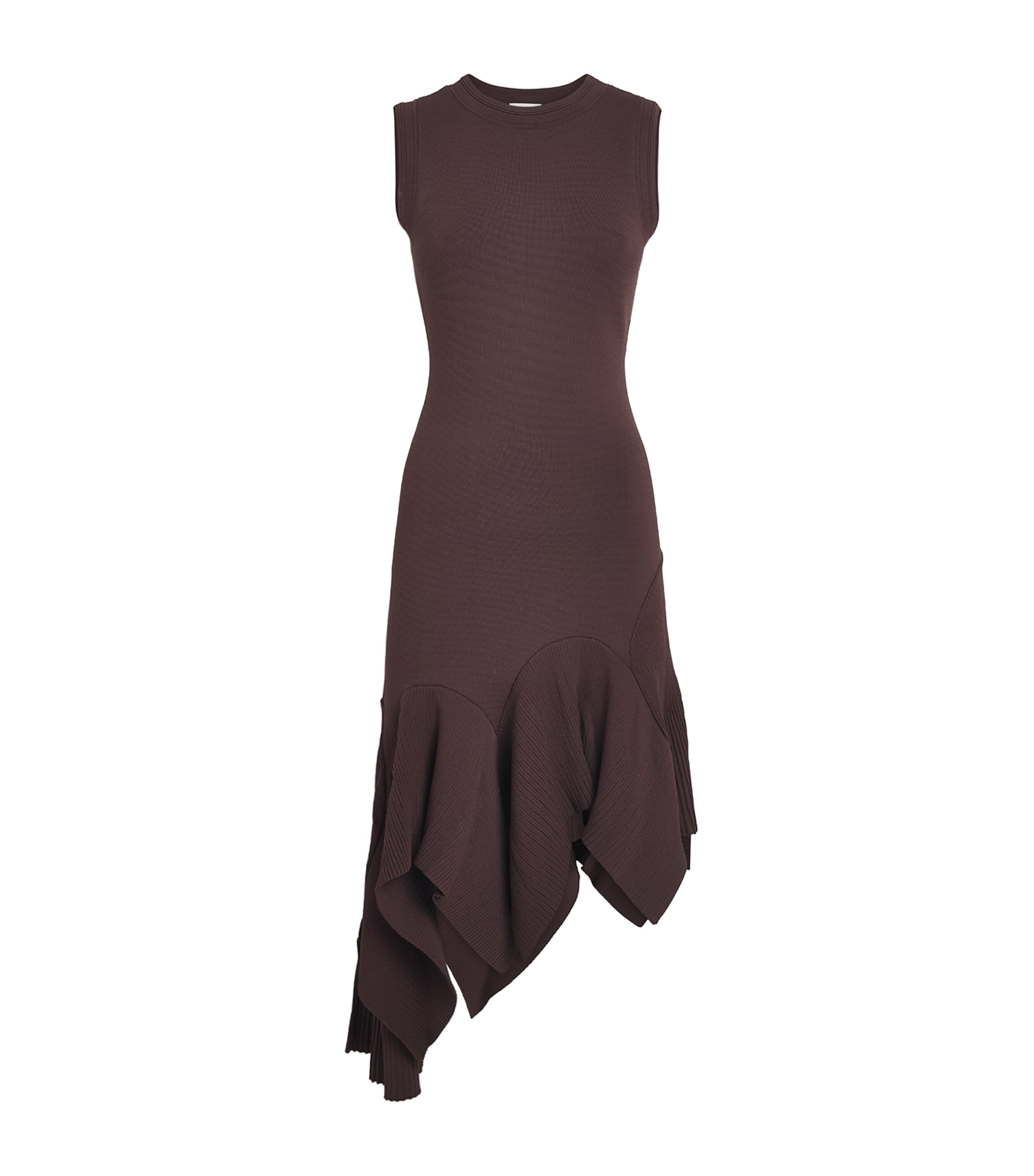 Sandro Paris Womens Knitted Asymmetric Mini Dress Brown