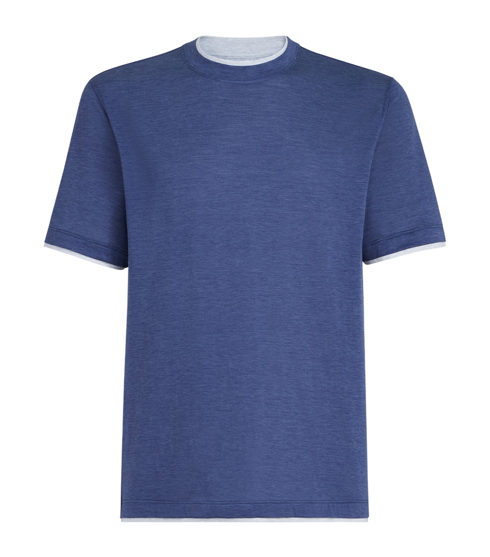 Brunello Cucinelli Mens Silk-Cotton Layered T-Shirt