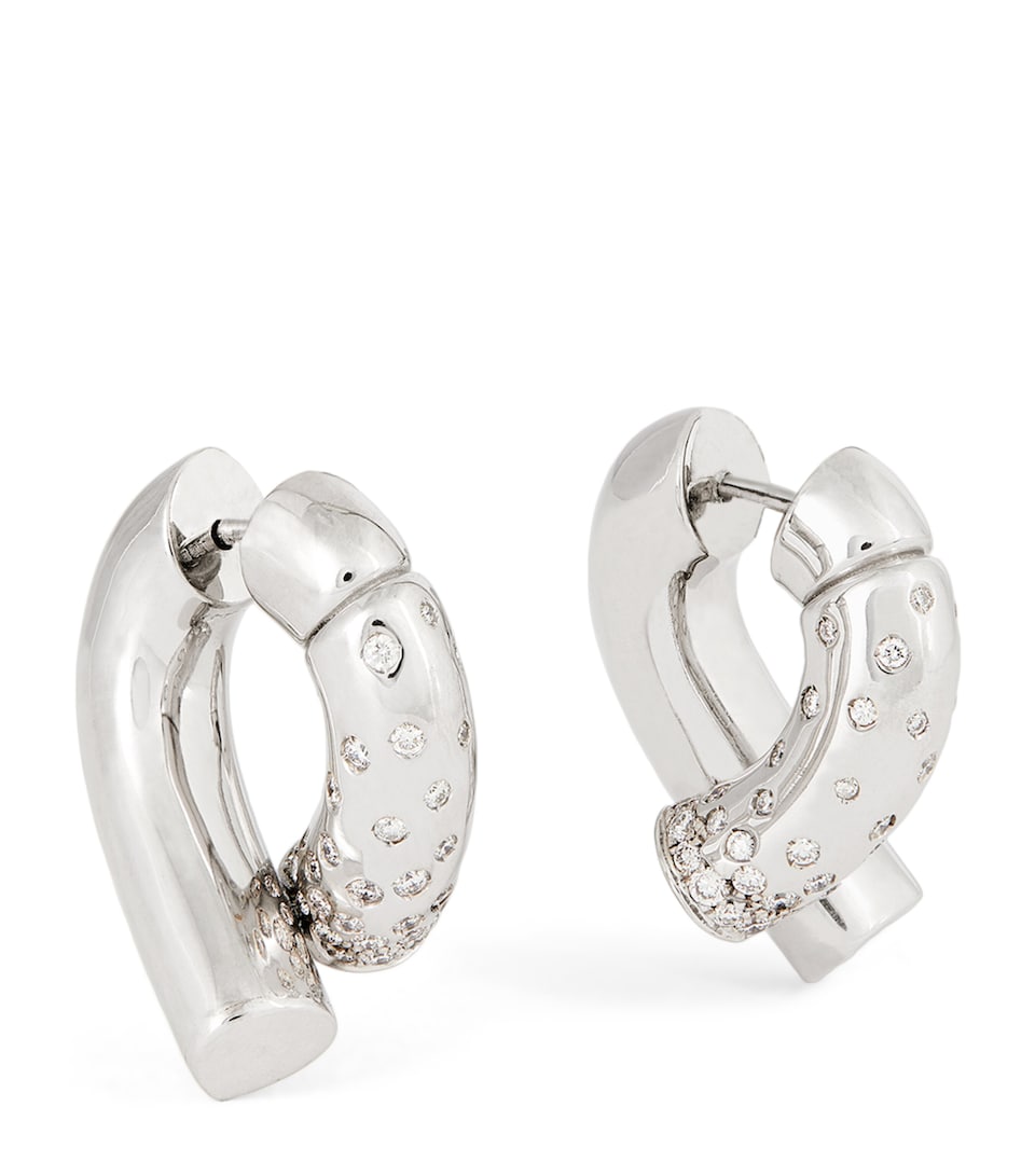 Medium White Gold and Diamond Oera Hoop Earrings