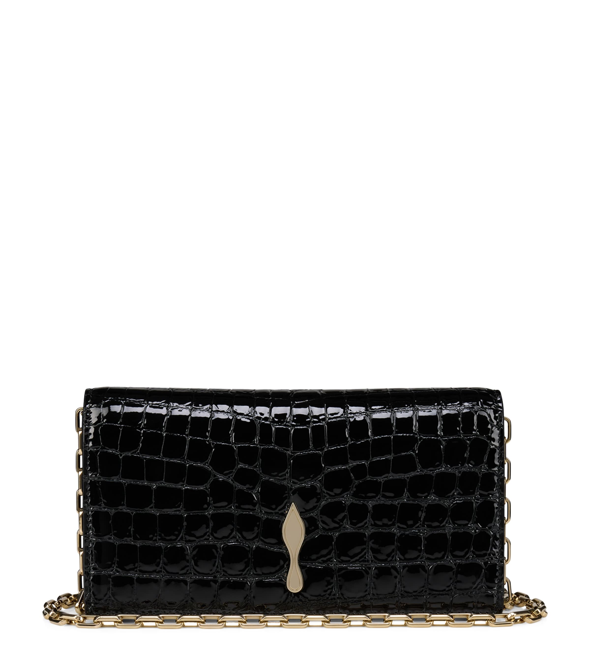 Christian Louboutin Bettina Croc-Embossed Patent Leather Clutch Bag
