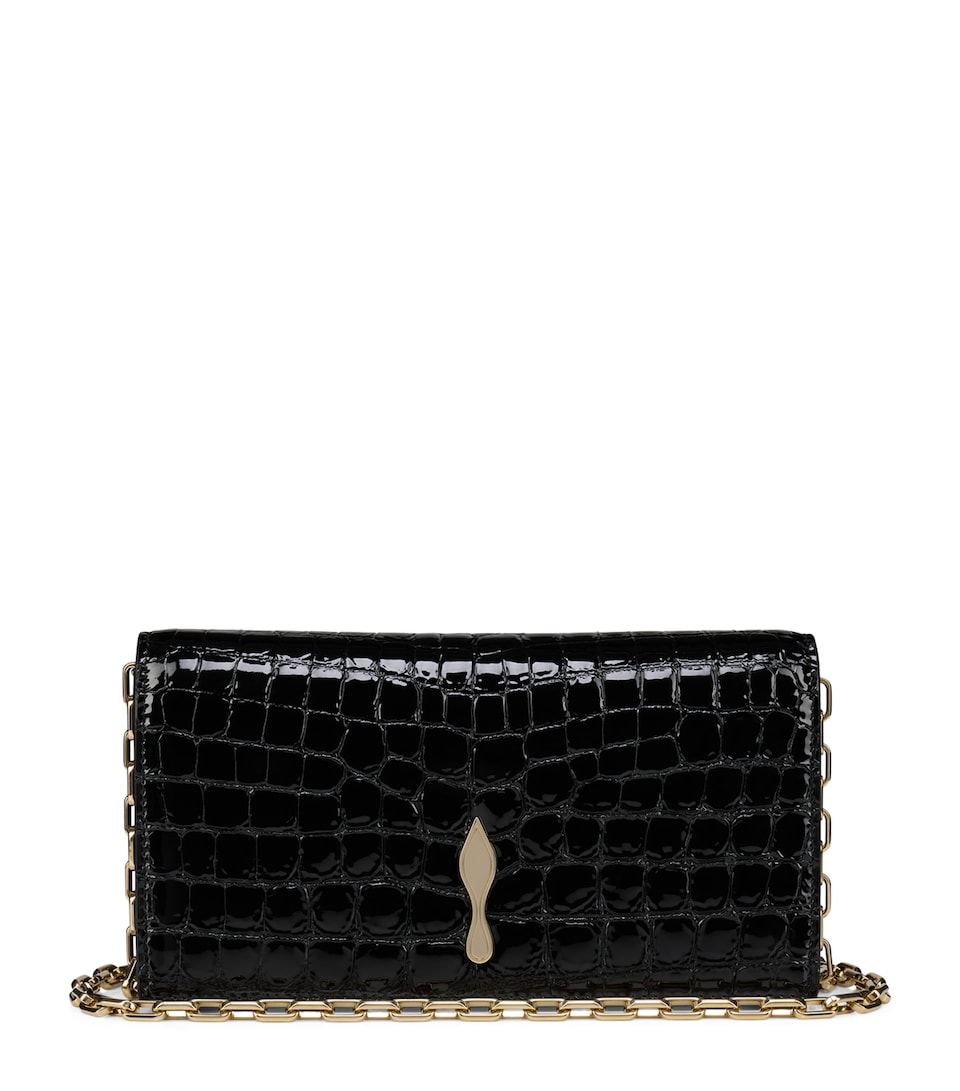 Christian Louboutin Bettina Croc-Embossed Patent Leather Clutch Bag