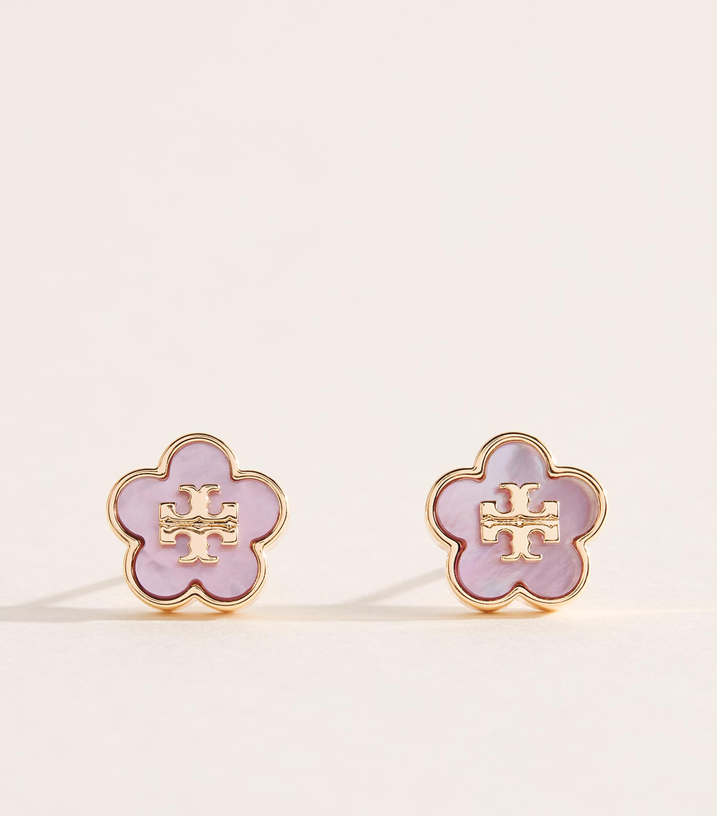 Tory Burch Gold-Plated Mother-of-Pearl Forget-Me-Not Earrings Tory Gold / Pink