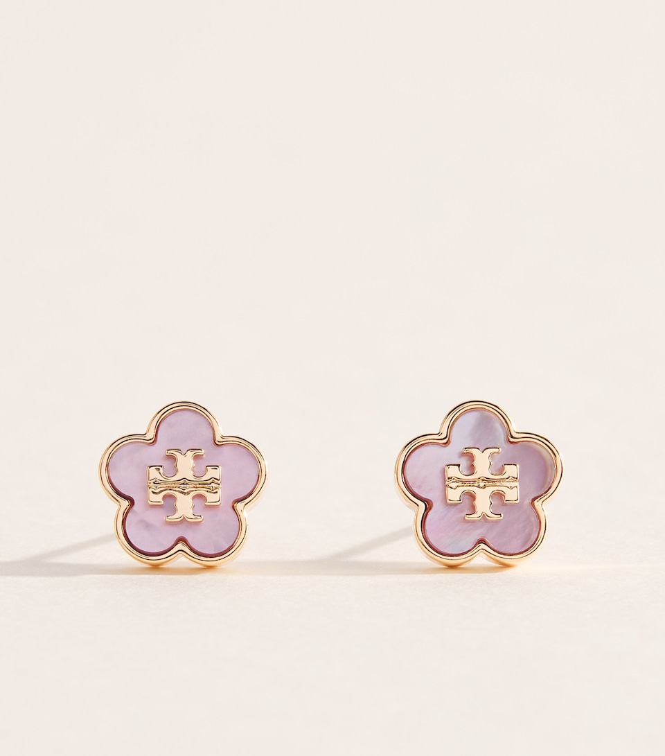 Tory Burch Gold-Plated Mother-of-Pearl Forget-Me-Not Earrings Tory Gold / Pink