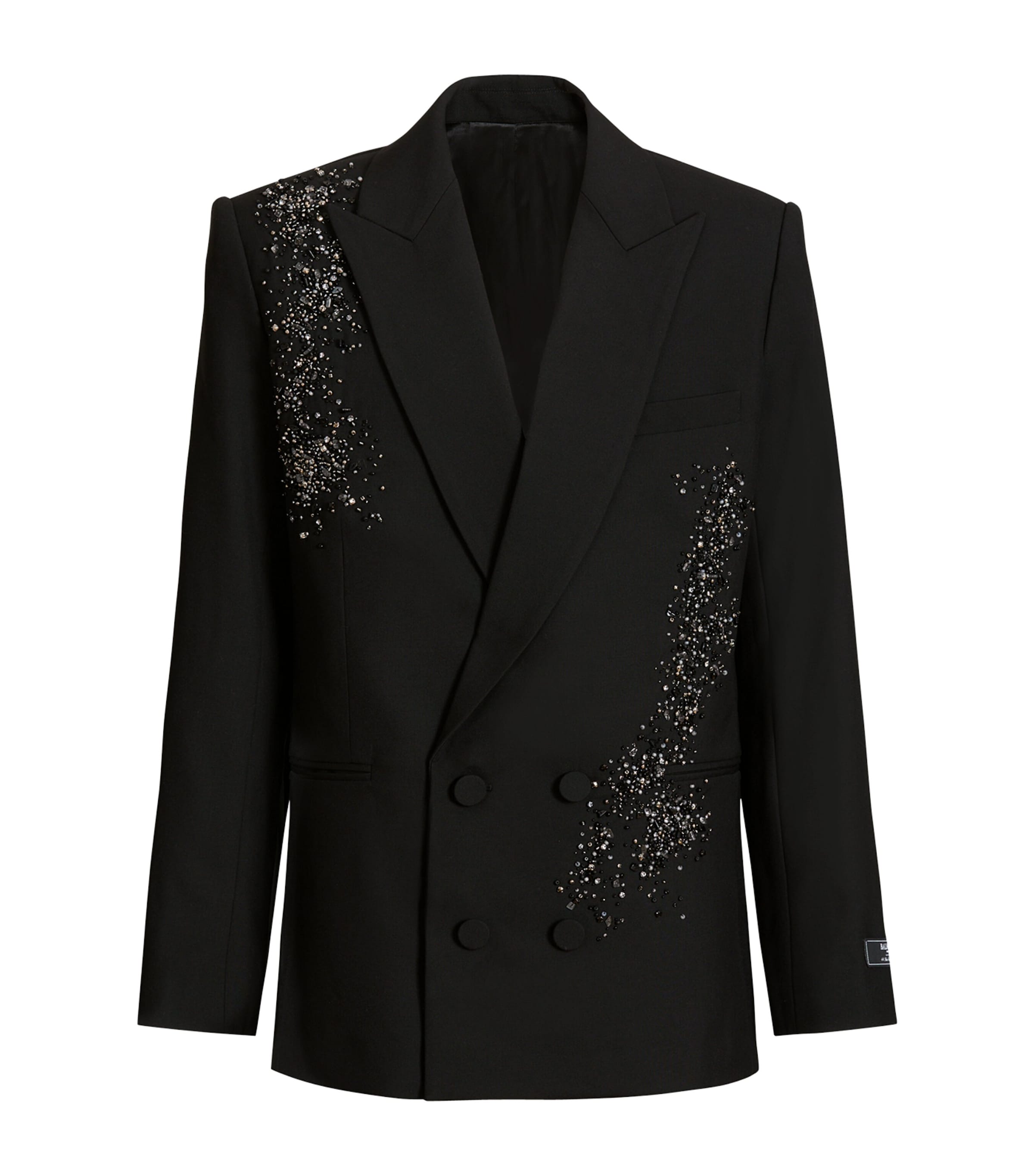 Balmain Mens Wool Embroidered Double-Breasted Blazer Eaa Multi Noir
