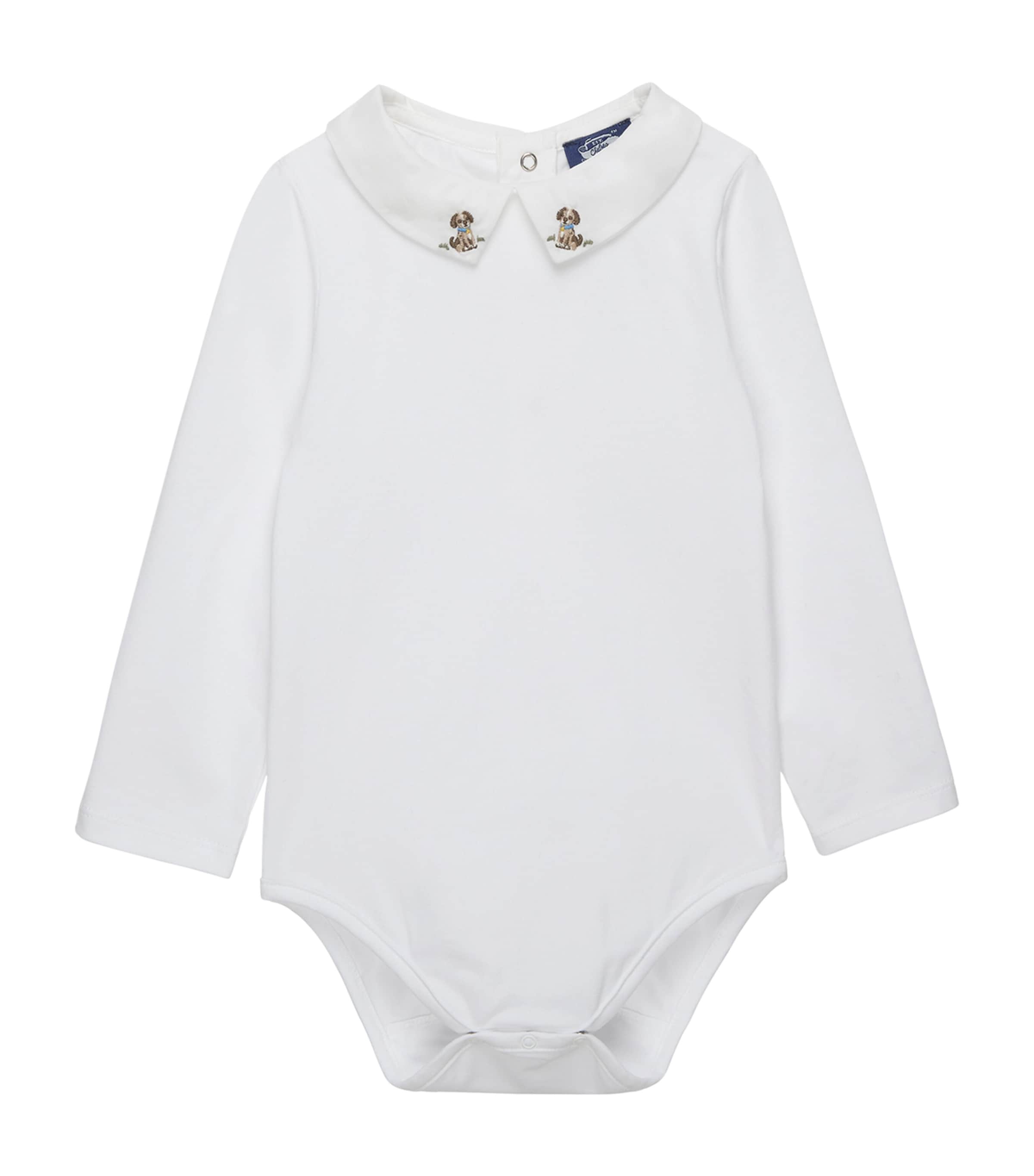 Trotters Stretch-Cotton Puppy Monty Bodysuit (3-24 Months) White