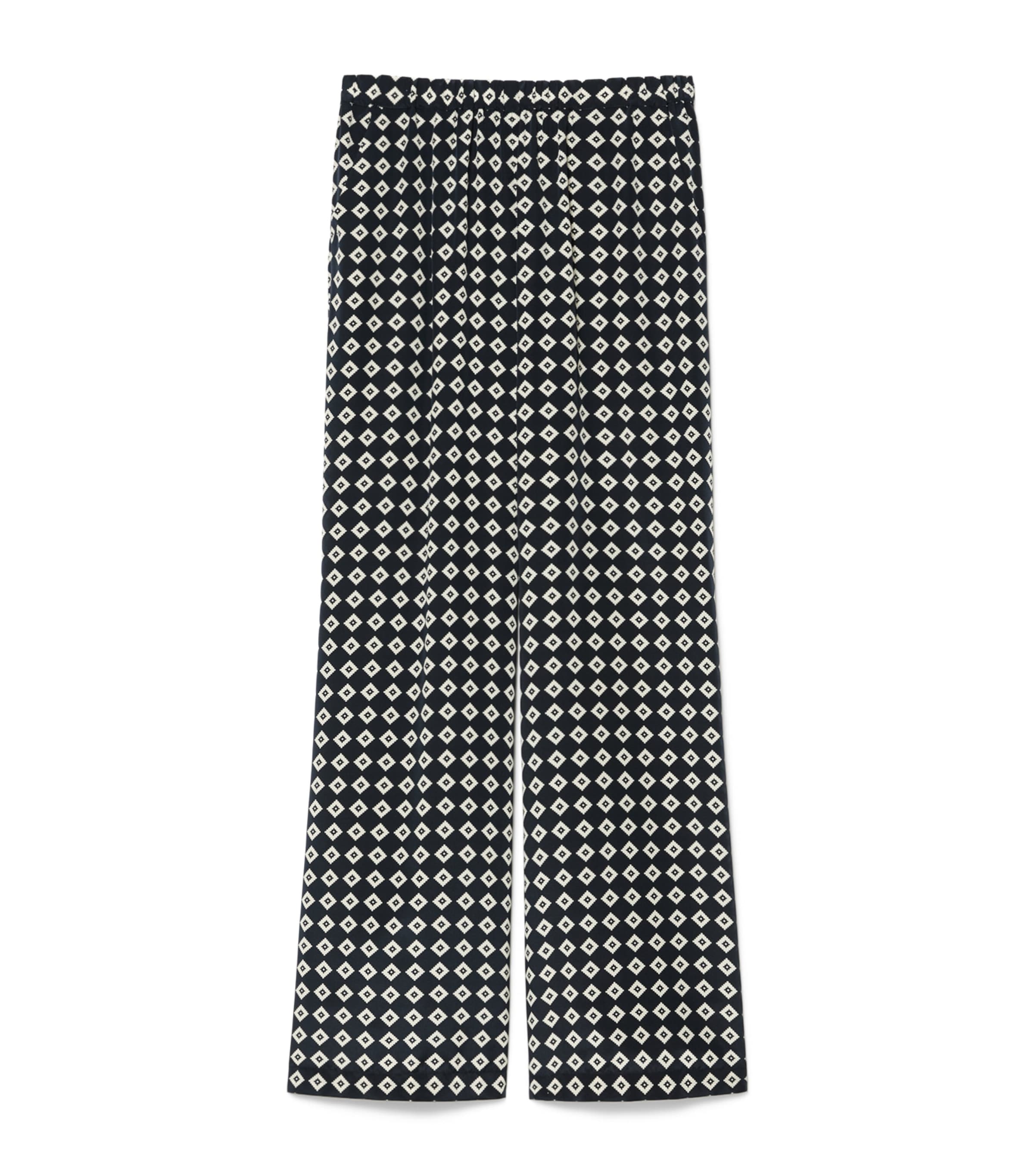 Marina Rinaldi Womens Silk Printed Trousers Midnightblue