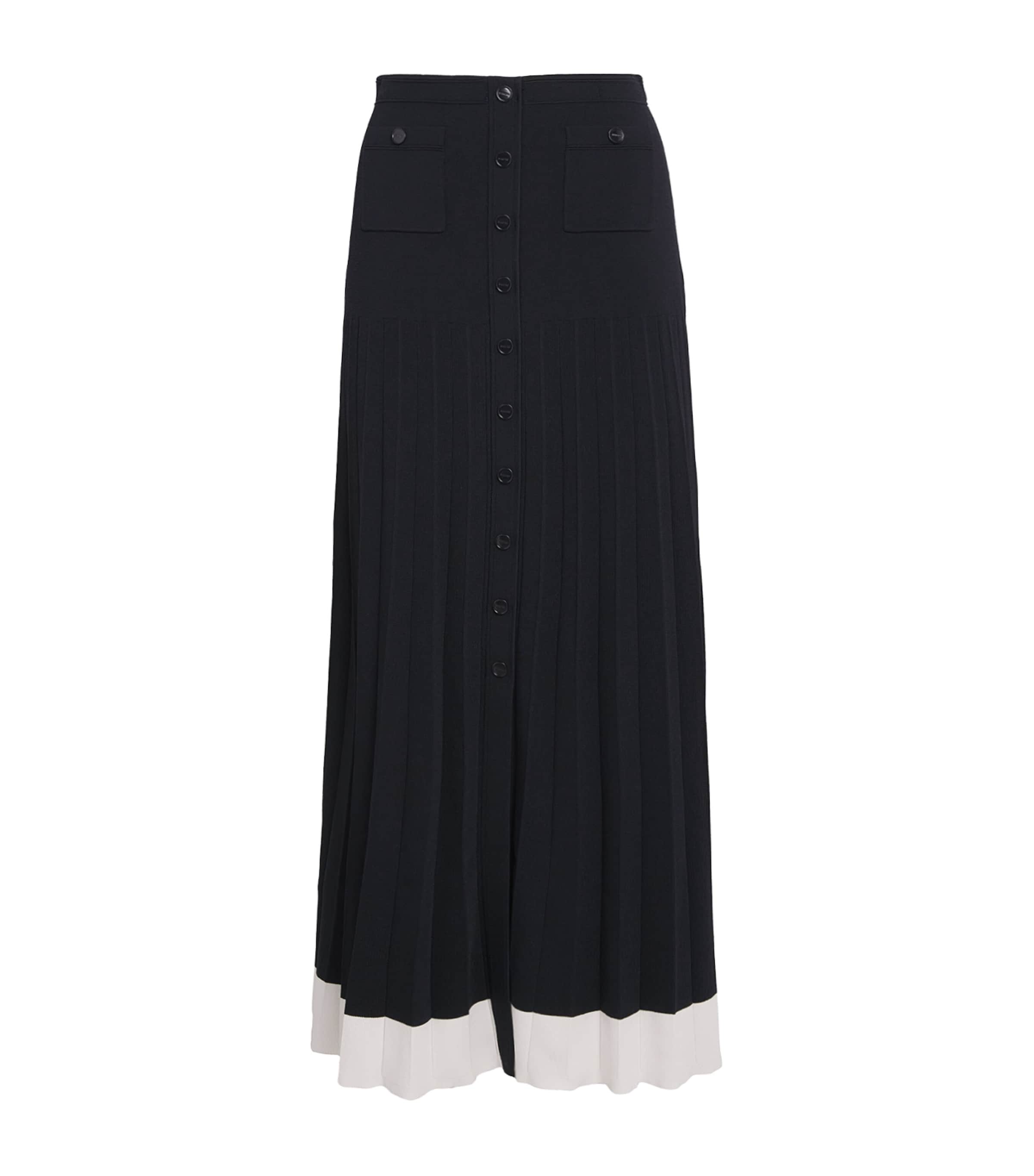 Contrast-Trim Knitted Maxi Skirt