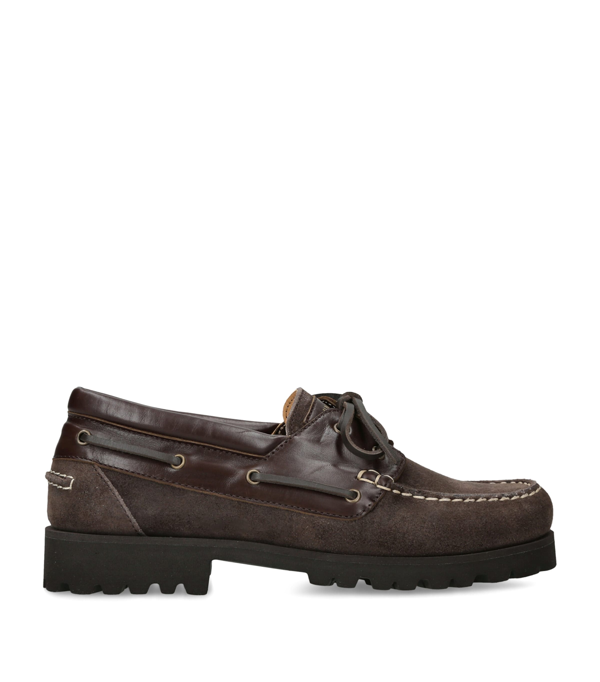 Brunello Cucinelli Kids Suede-Leather Boat Shoes Dark Brown
