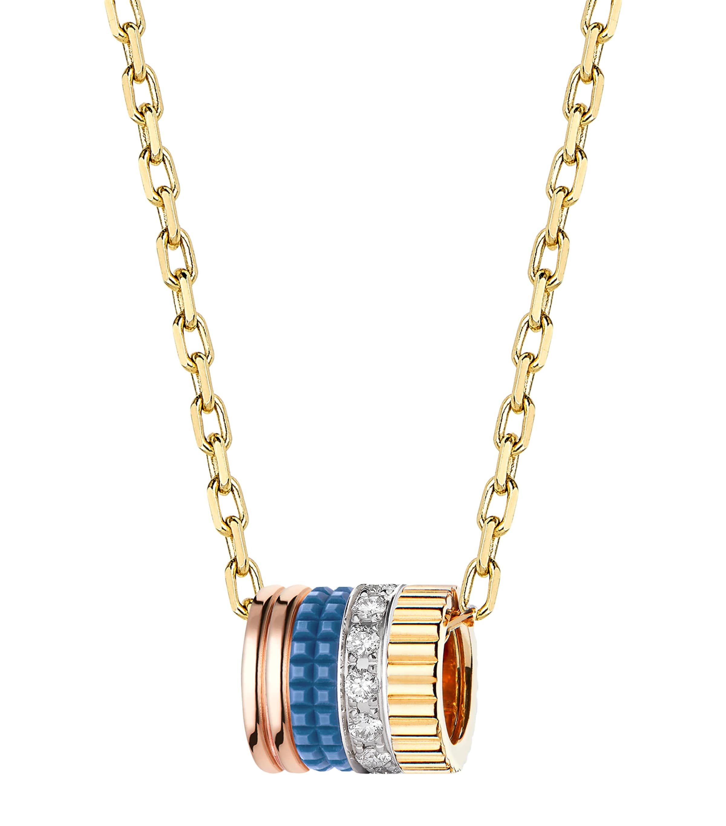 Boucheron Mixed Gold and Diamond Quatre Blue Edition Pendant Necklace Yellow Gold