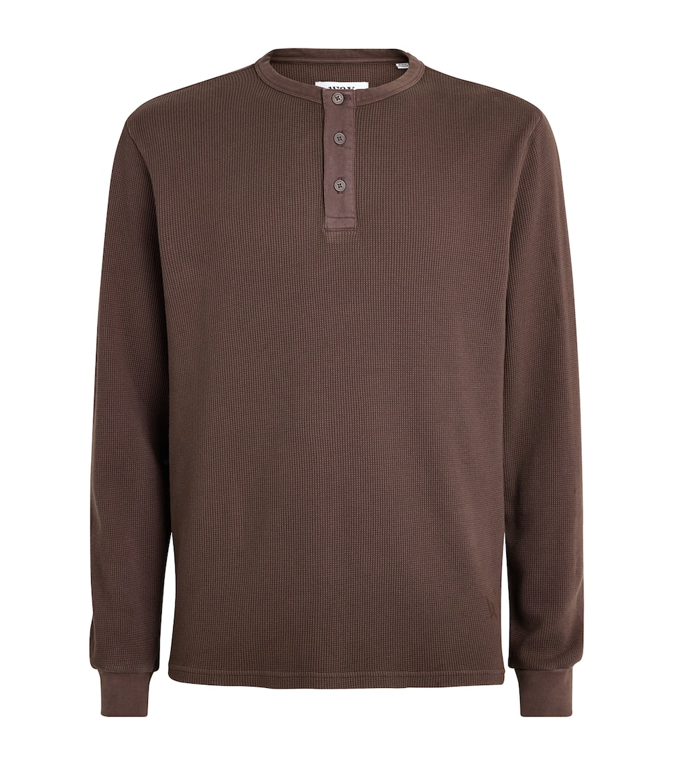 Wax London Mens Cotton Caleb Henley Top Brown