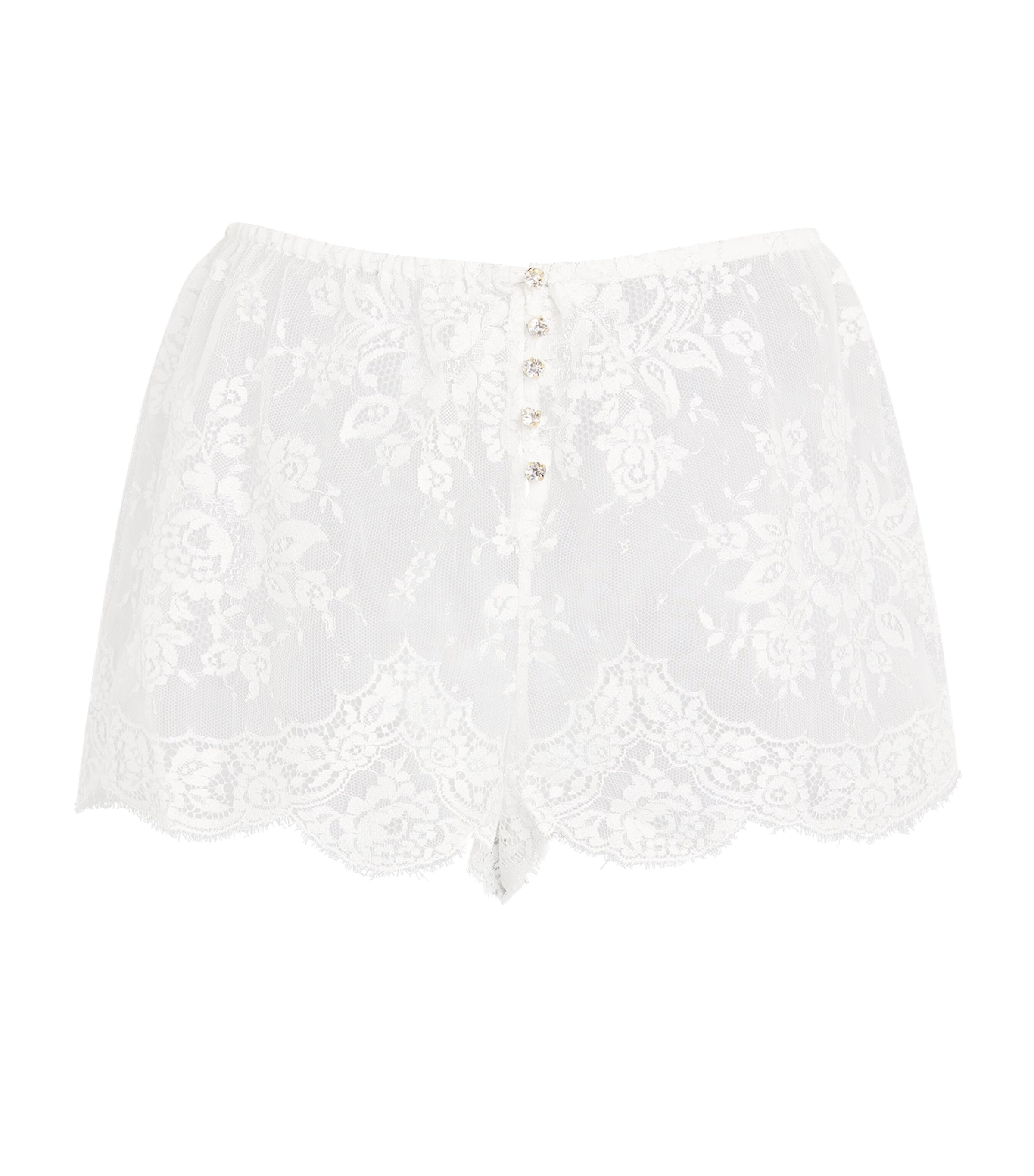 Rosamosario Womens Silk Lace Boxer Briefs White