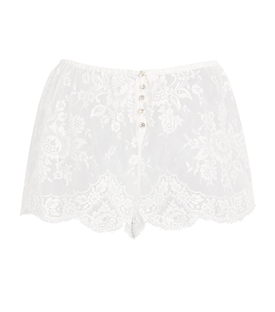 Rosamosario Womens Silk Lace Boxer Briefs White