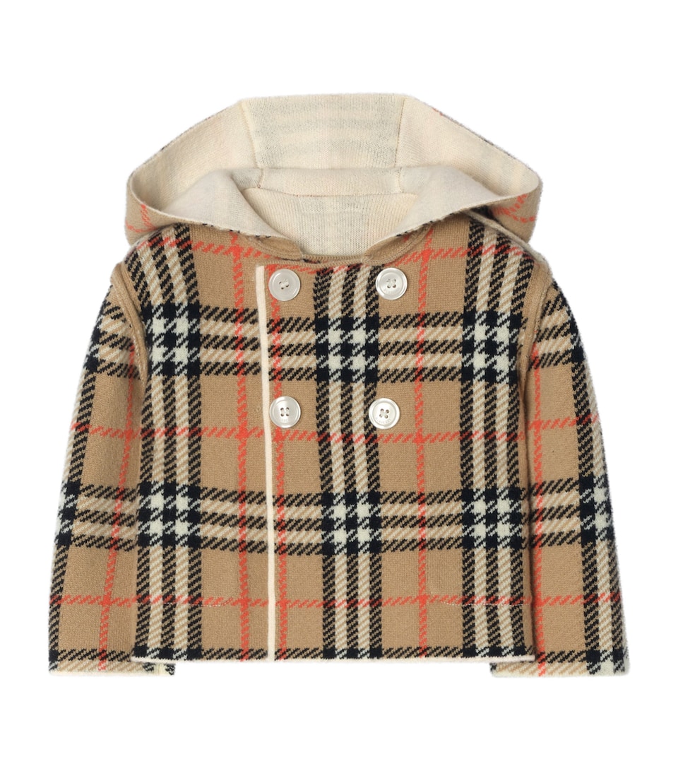 Burberry Kids Wool-Blend Reversible Check Coat (1-18 Months) Ivory
