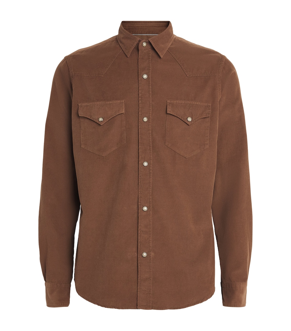 Canali Mens Cotton Corduroy Western Shirt