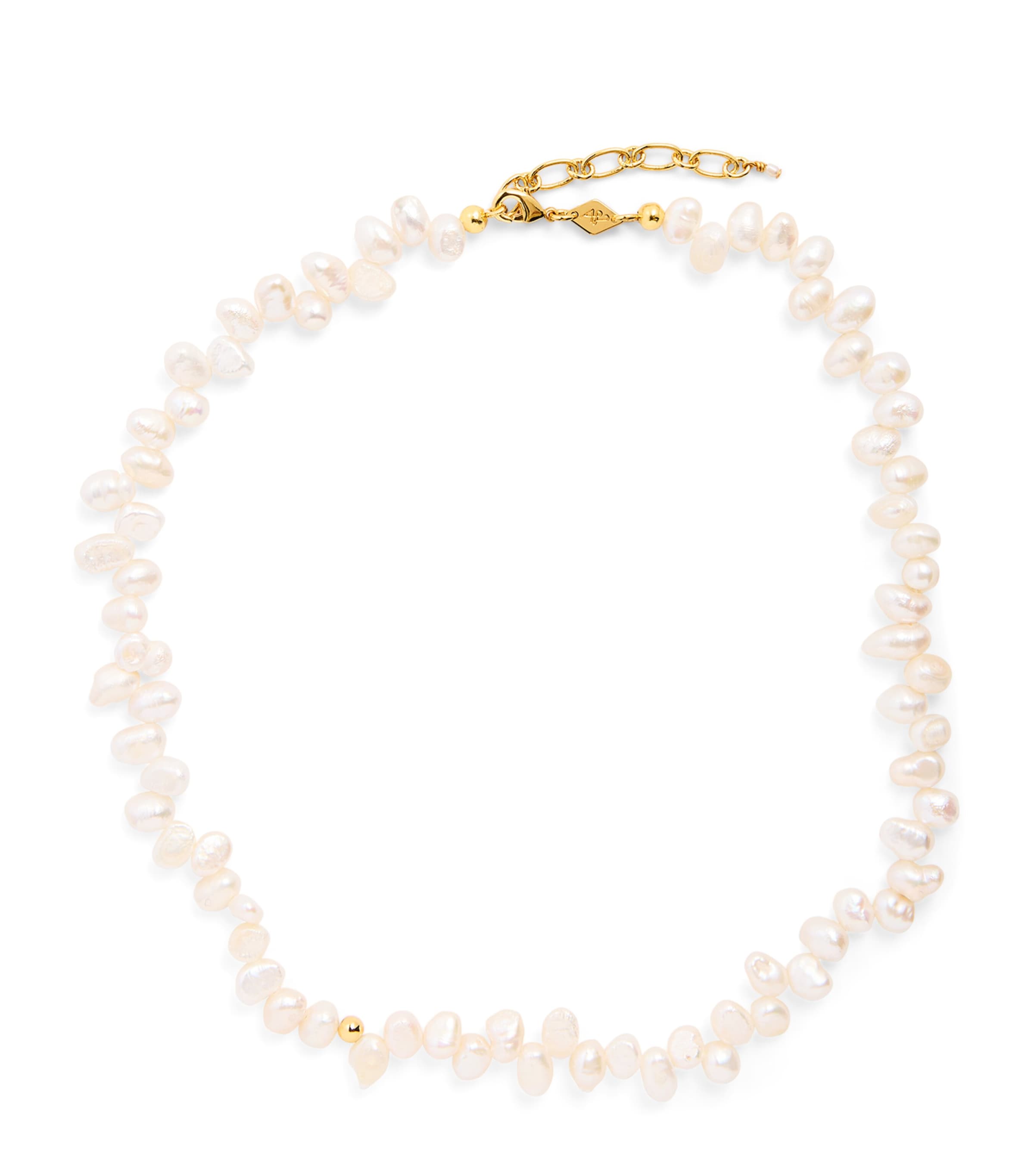 Anni Lu Gold-Plated Pearly Drop Necklace Pearl