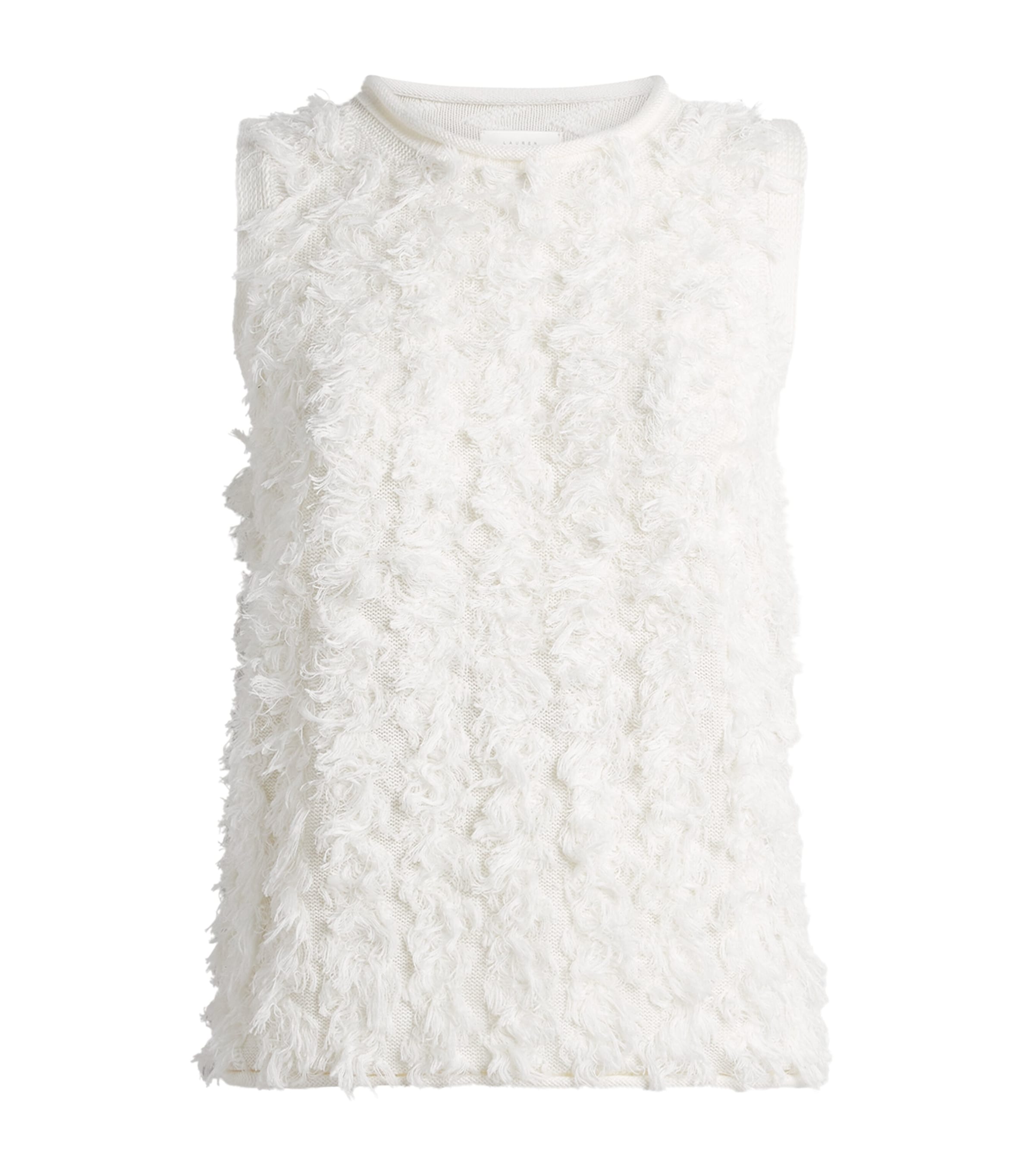 Lauren Manoogian Womens Cotton-Linen Tufted Sweater Vest Bone