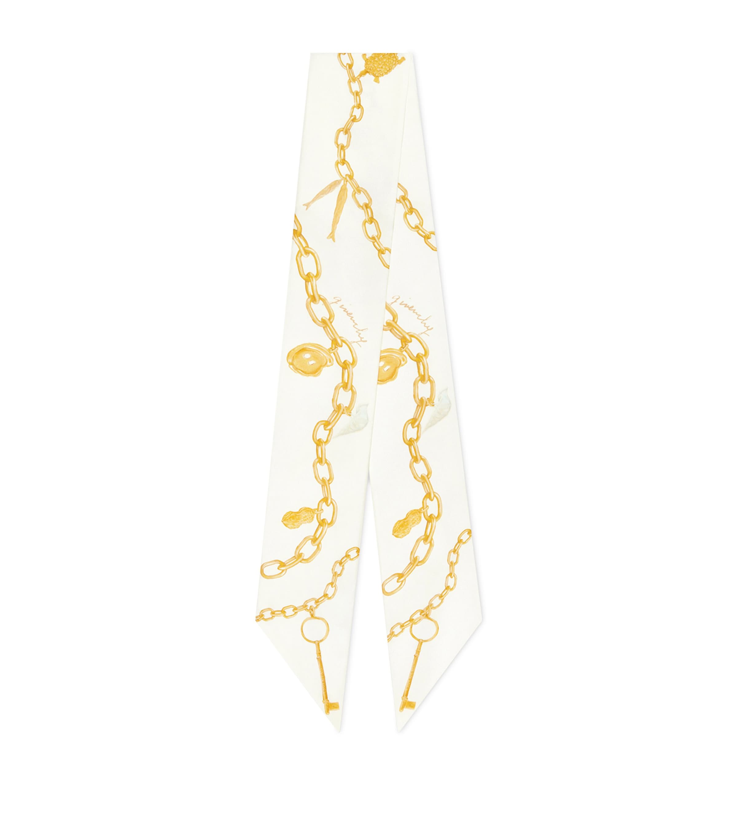Givenchy Silk Printed Skinny Scarf Ivory