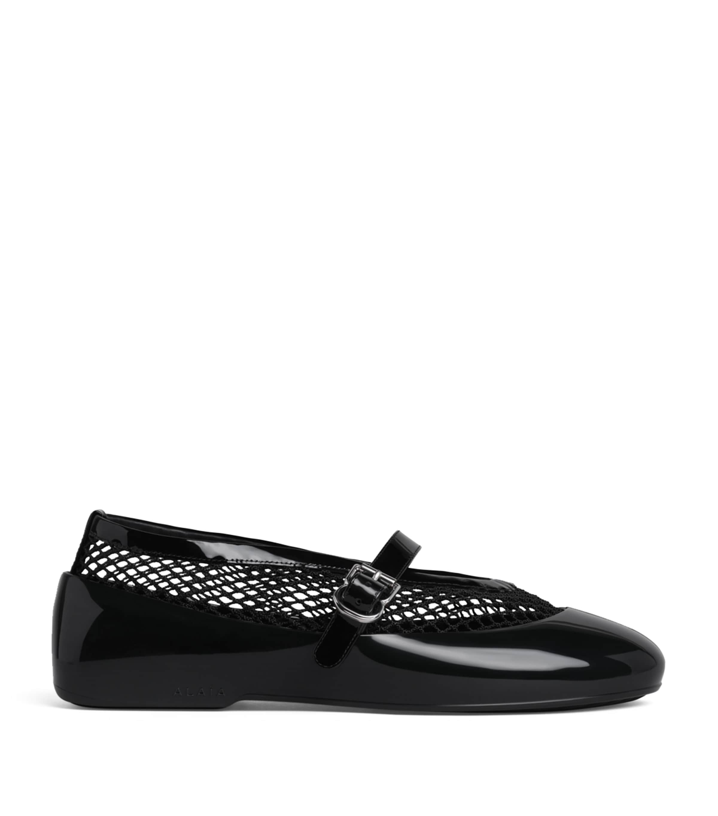 Alaïa Patent Leather Fishnet Ballet Pumps Noir