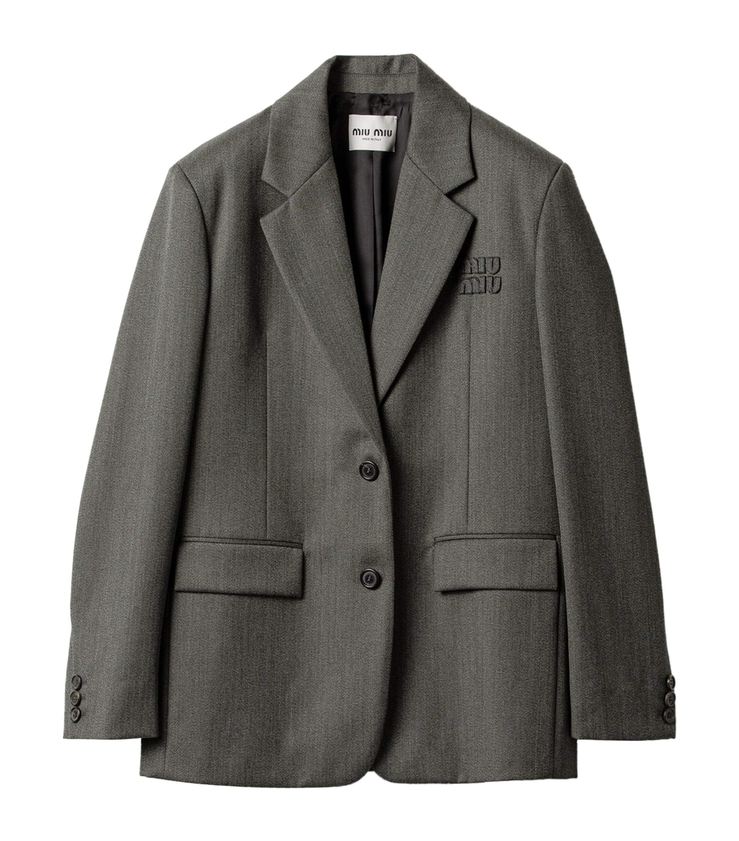 Miu Miu Womens Wool Twill Logo Blazer