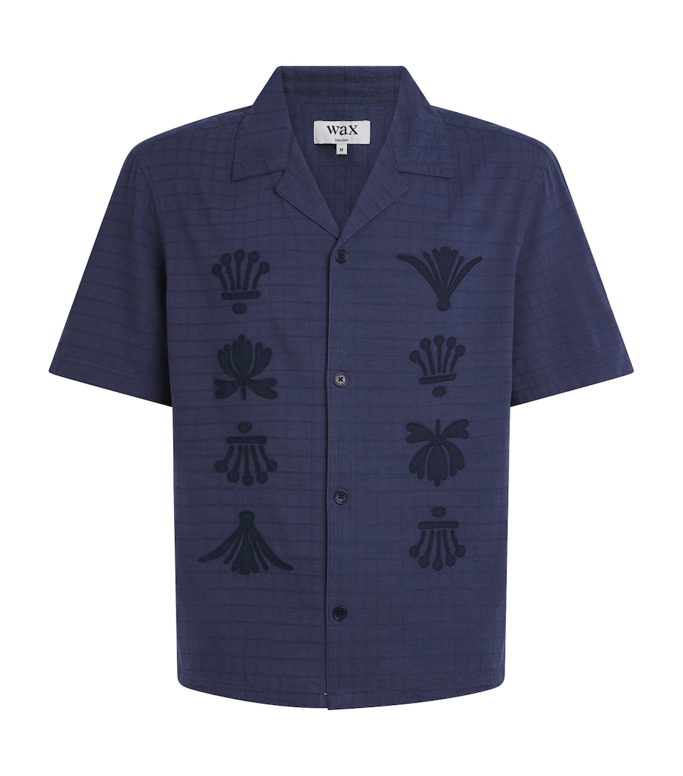 Wax London Mens Embroidered Check Curzon Shirt Navy